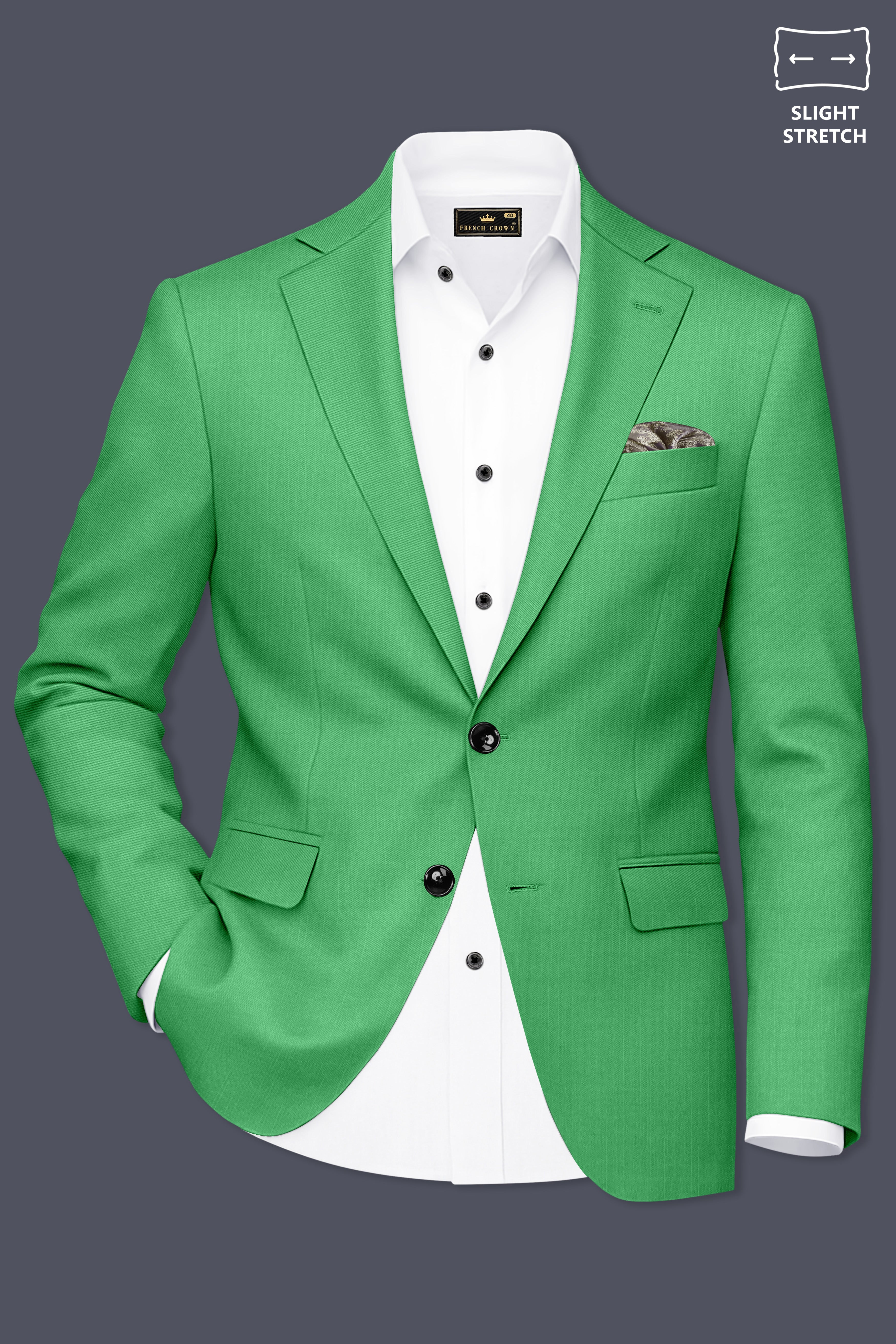 Baron-Chateau Green Wool Rich Slight Stretch Single Breasted Suit