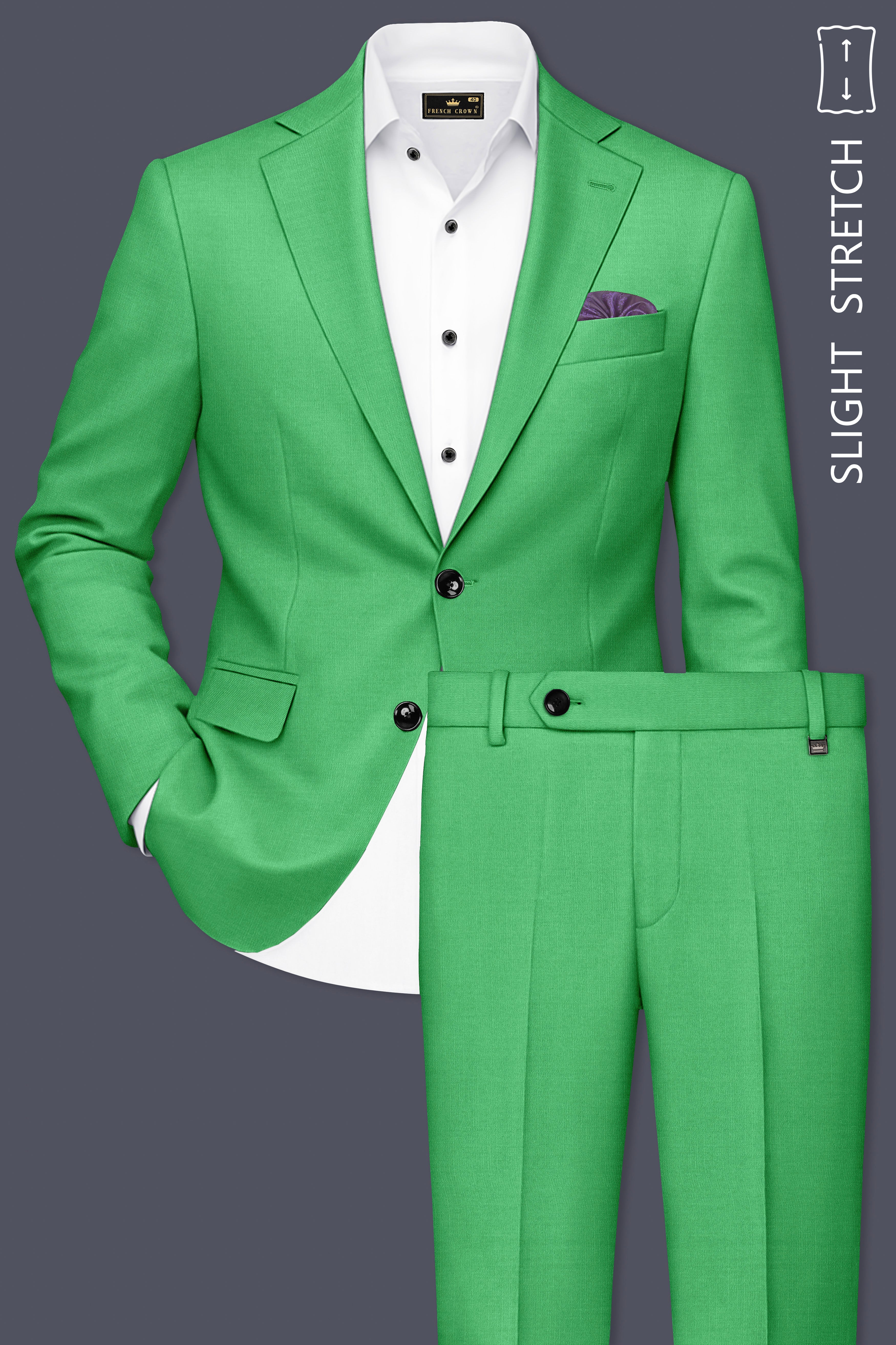 Baron-Chateau Green Wool Rich Slight Stretch Single Breasted Suit