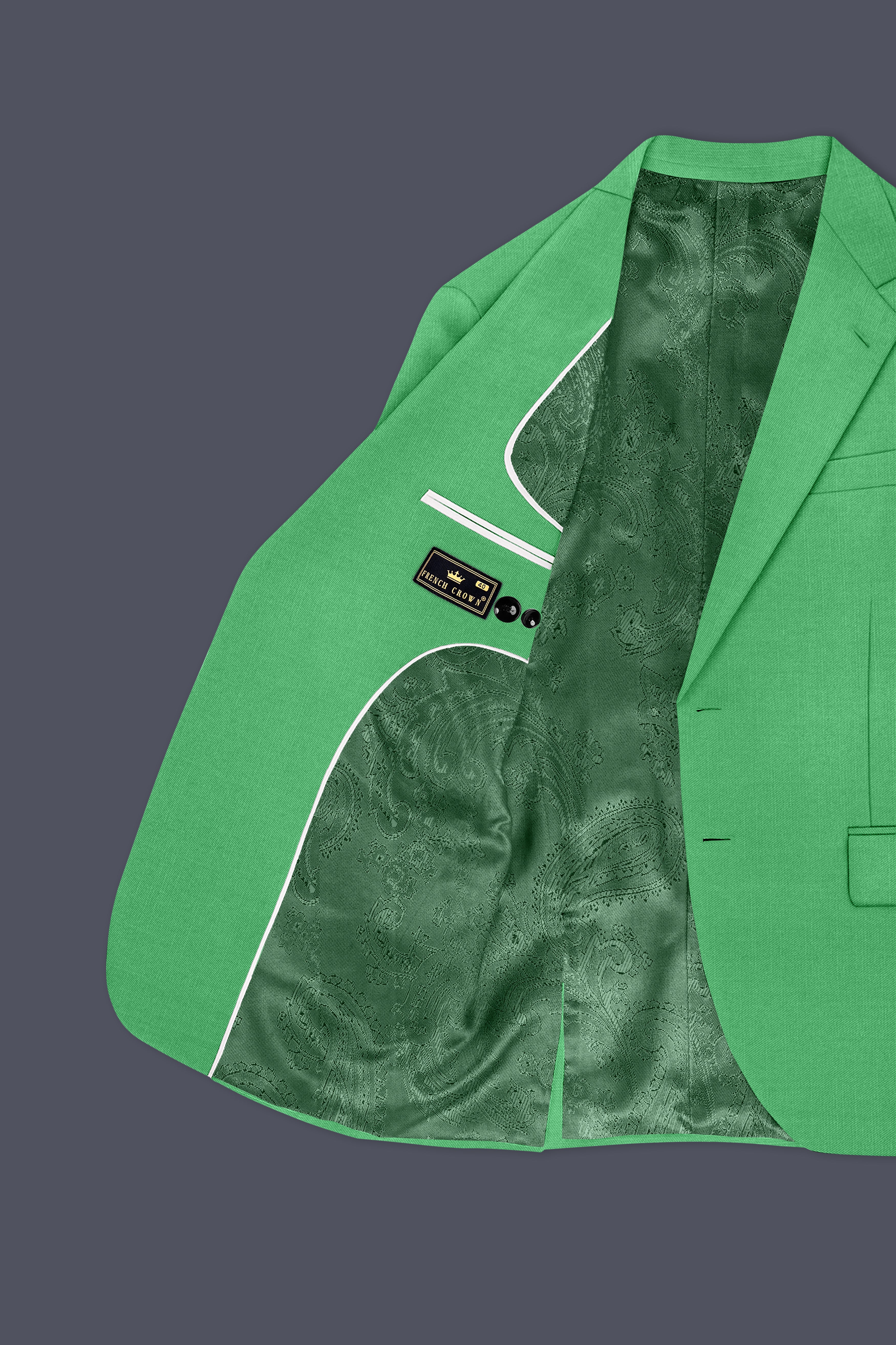 Baron-Chateau Green Wool Rich Slight Stretch Single Breasted Suit