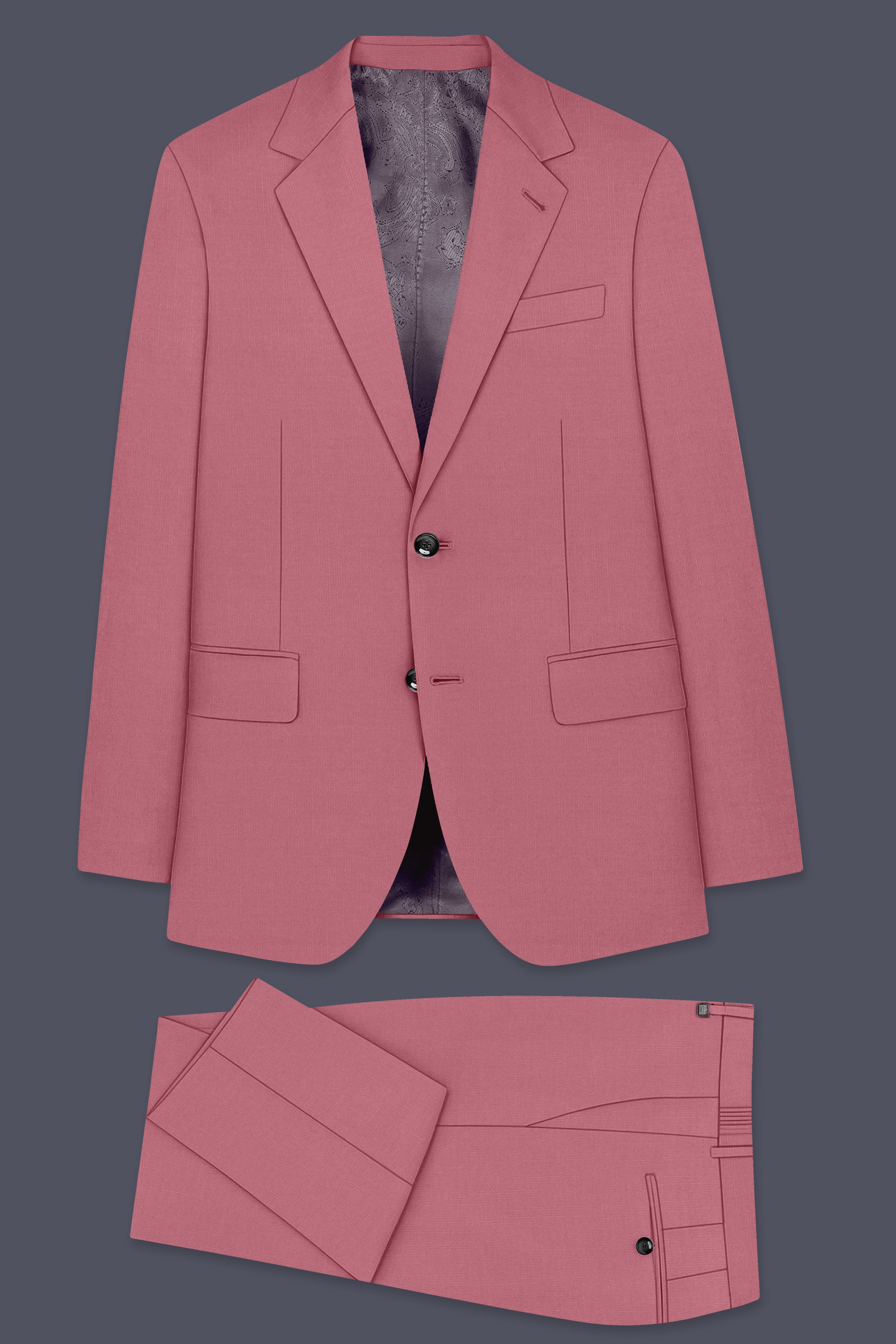 Soleil-Peach Wool Rich Slight Stretch Single Breasted Suit