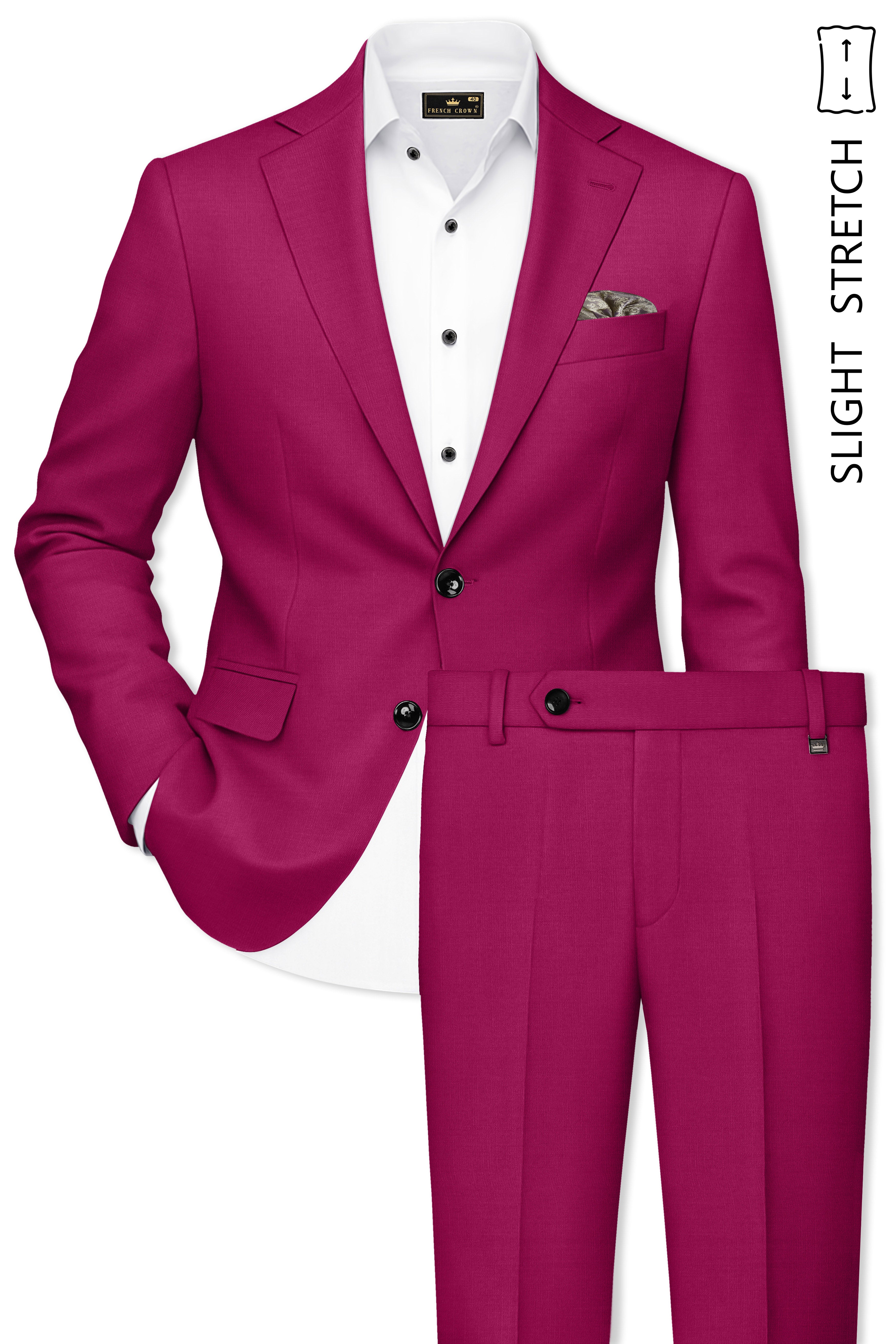 Orchid-Mulberry Pink Wool Rich Slight Stretch Single Breasted Suit