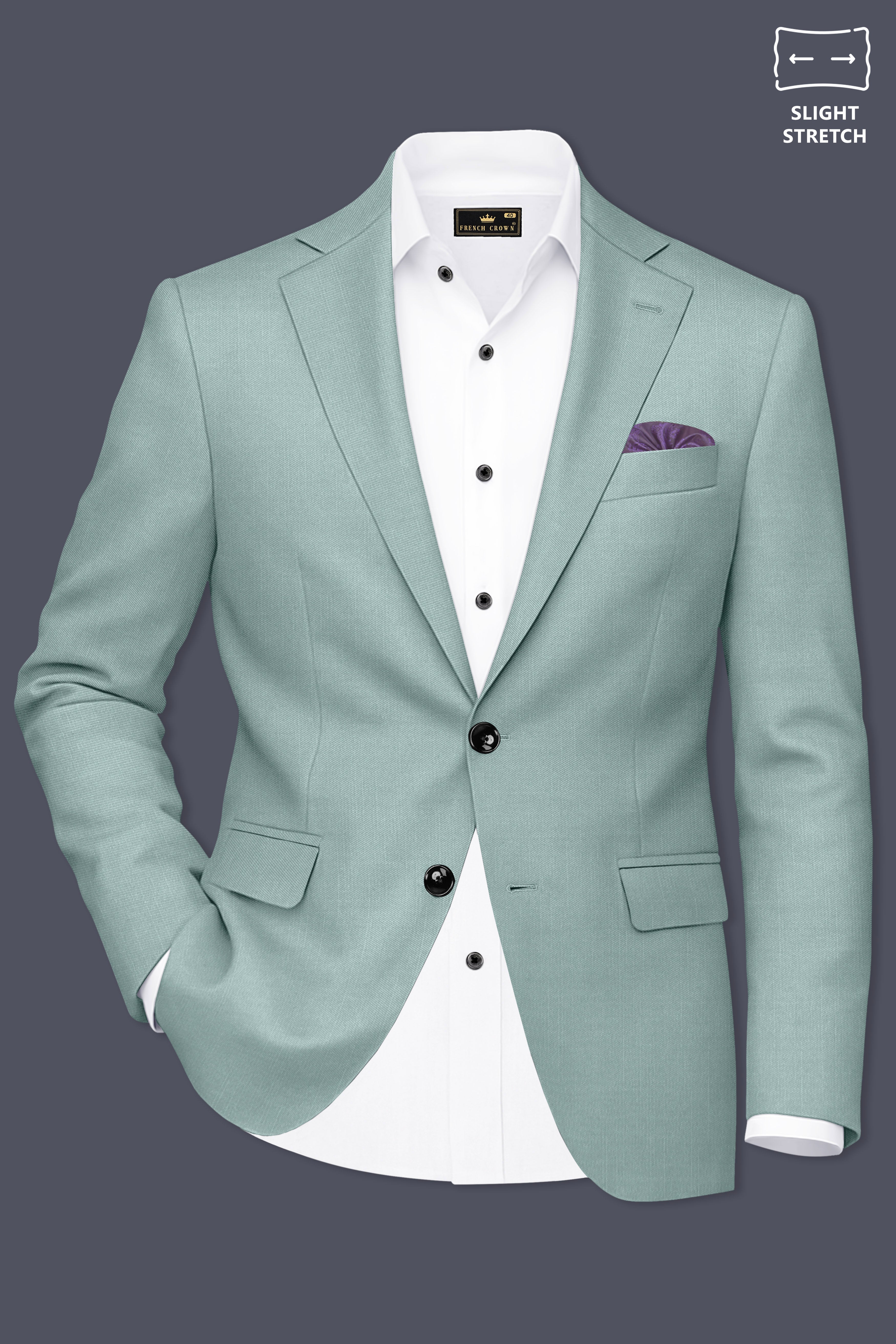 Tropic-Cadet Green Wool Rich Slight Stretch Single Breasted Suit