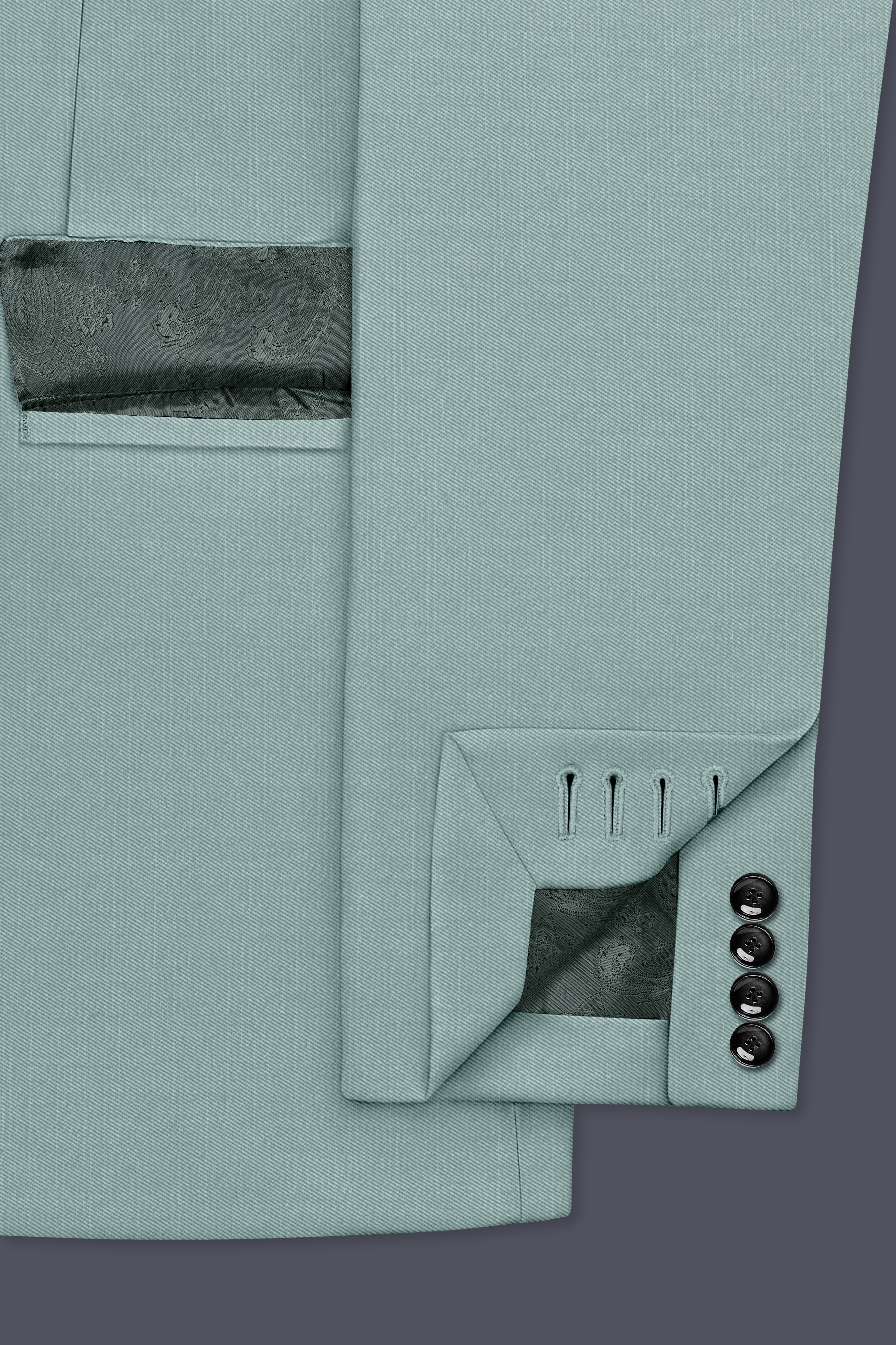 Tropic-Cadet Green Wool Rich Slight Stretch Single Breasted Suit