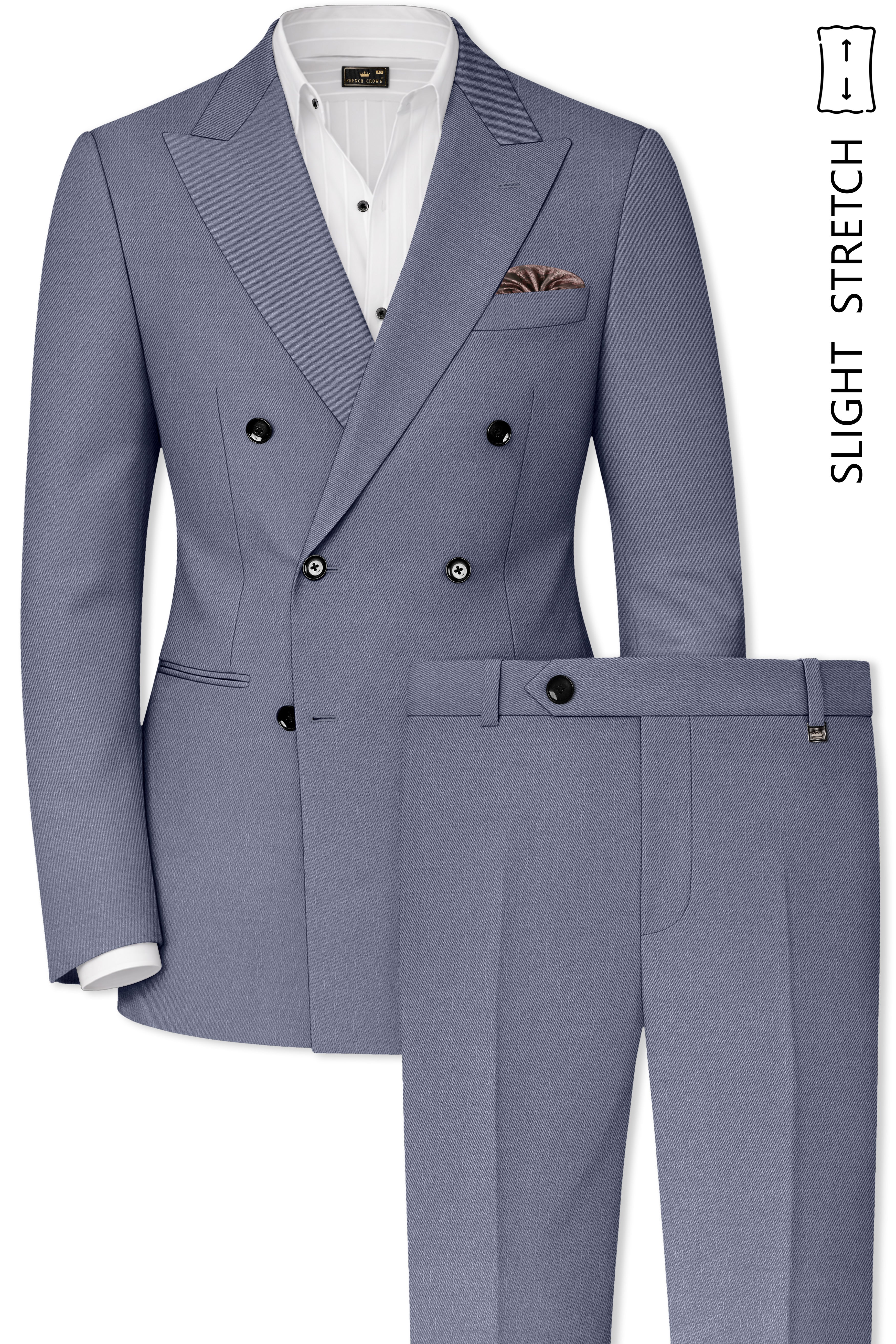 Grisoro-Storm Gray Wool Rich Slight Stretch Double Breasted Suit