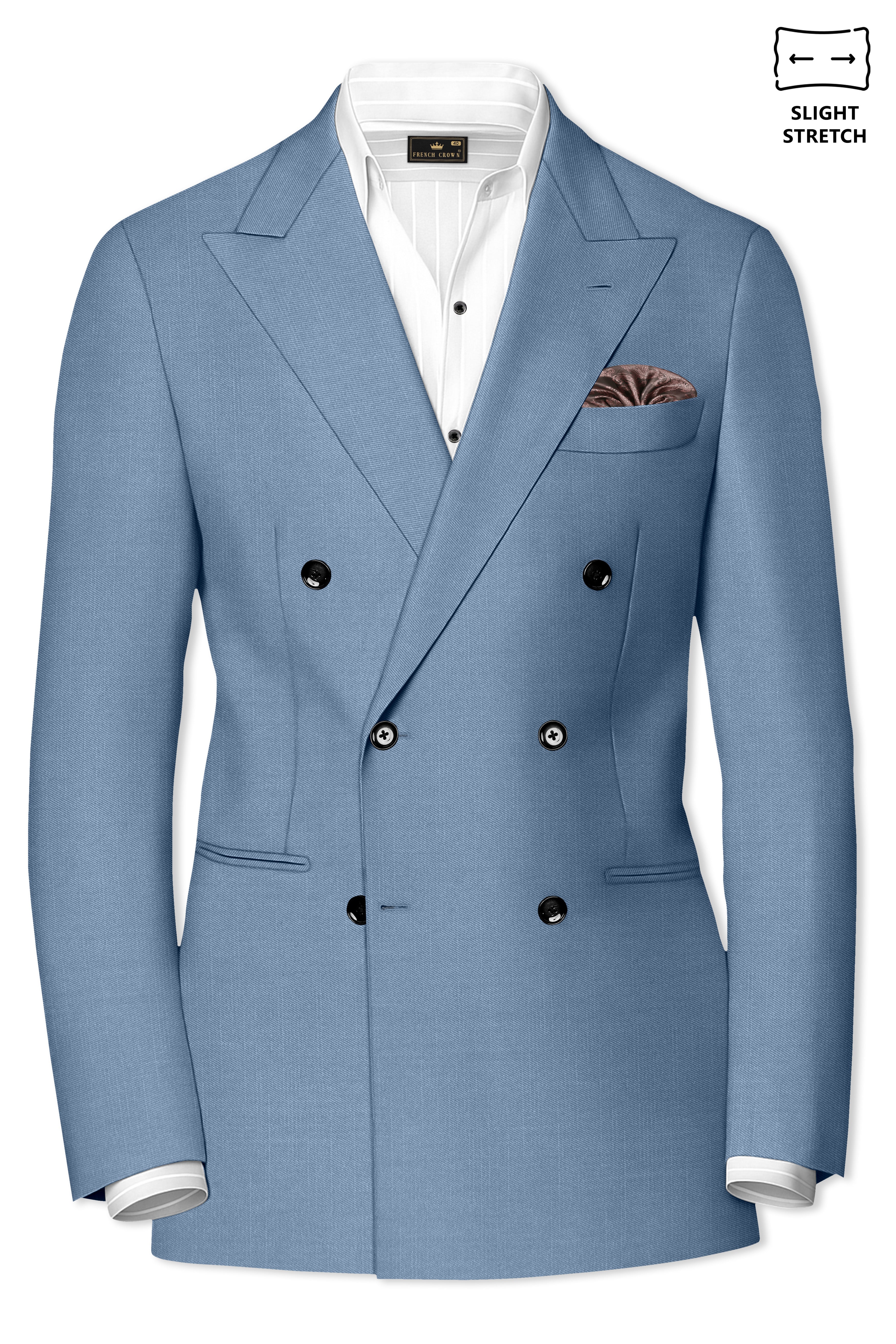 Celestor-Lynch Blue Wool Rich Slight Stretch Double Breasted Suit