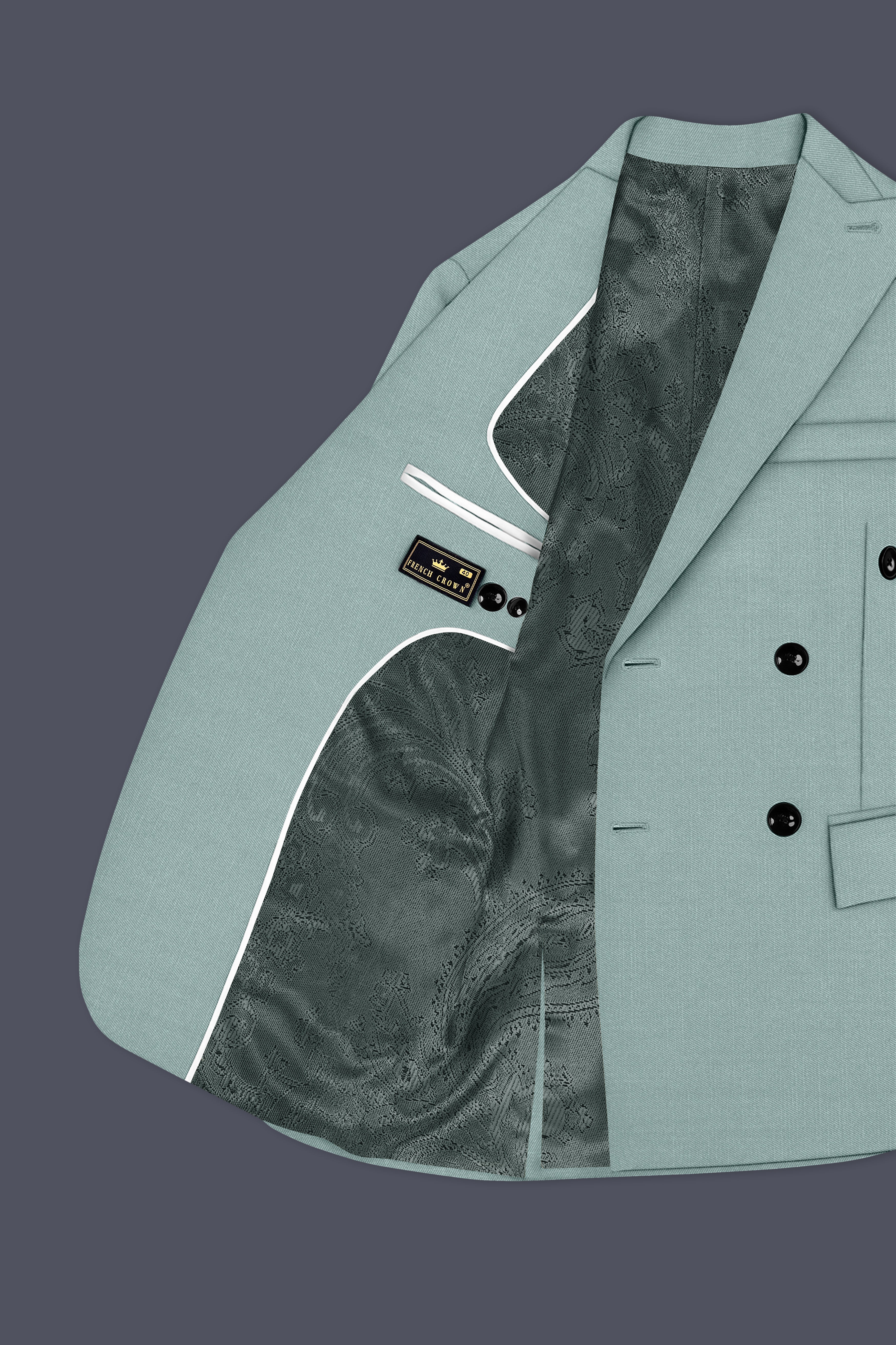 Tropic-Cadet Green Wool Rich Slight Stretch Double Breasted Suit