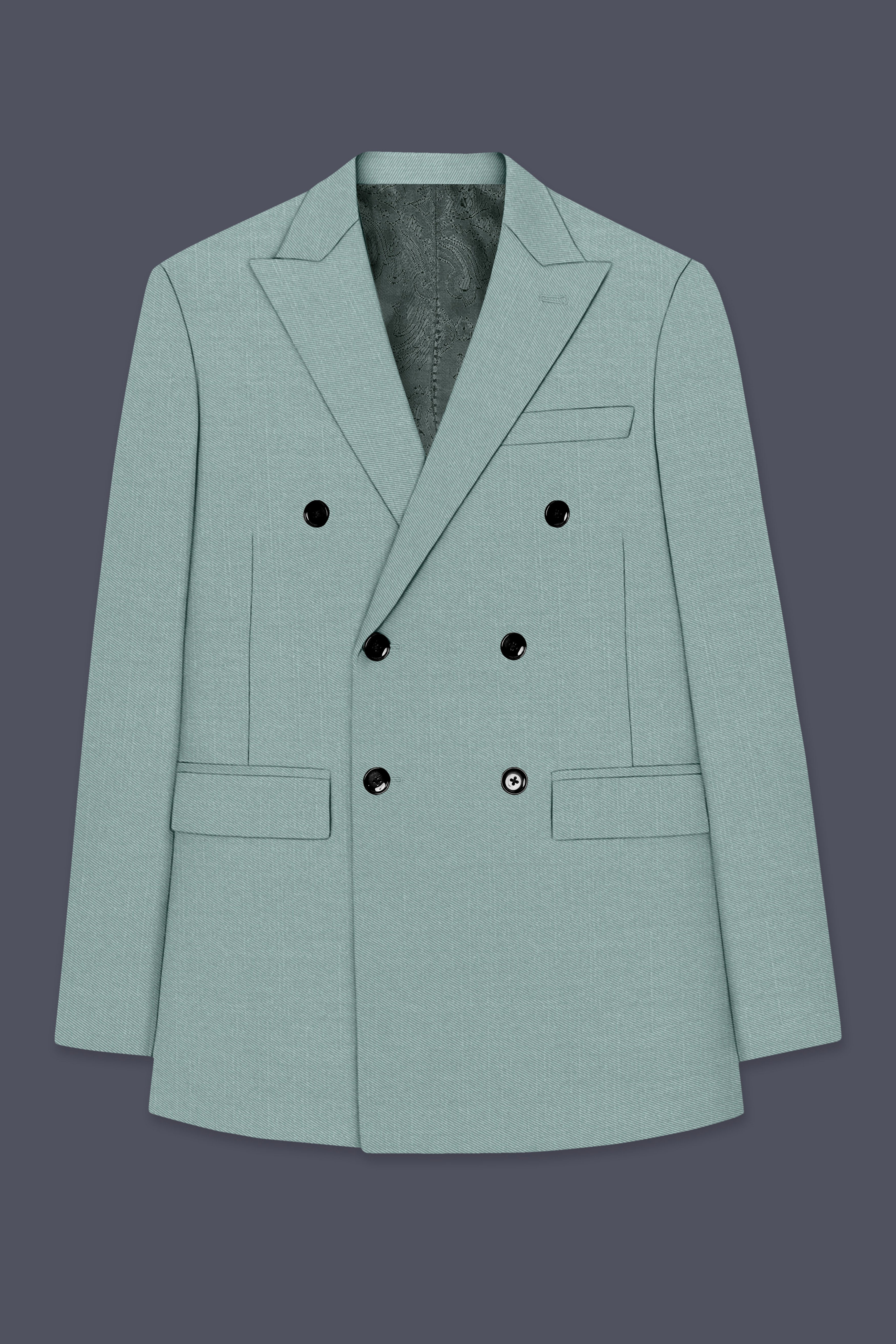 Tropic-Cadet Green Wool Rich Slight Stretch Double Breasted Suit