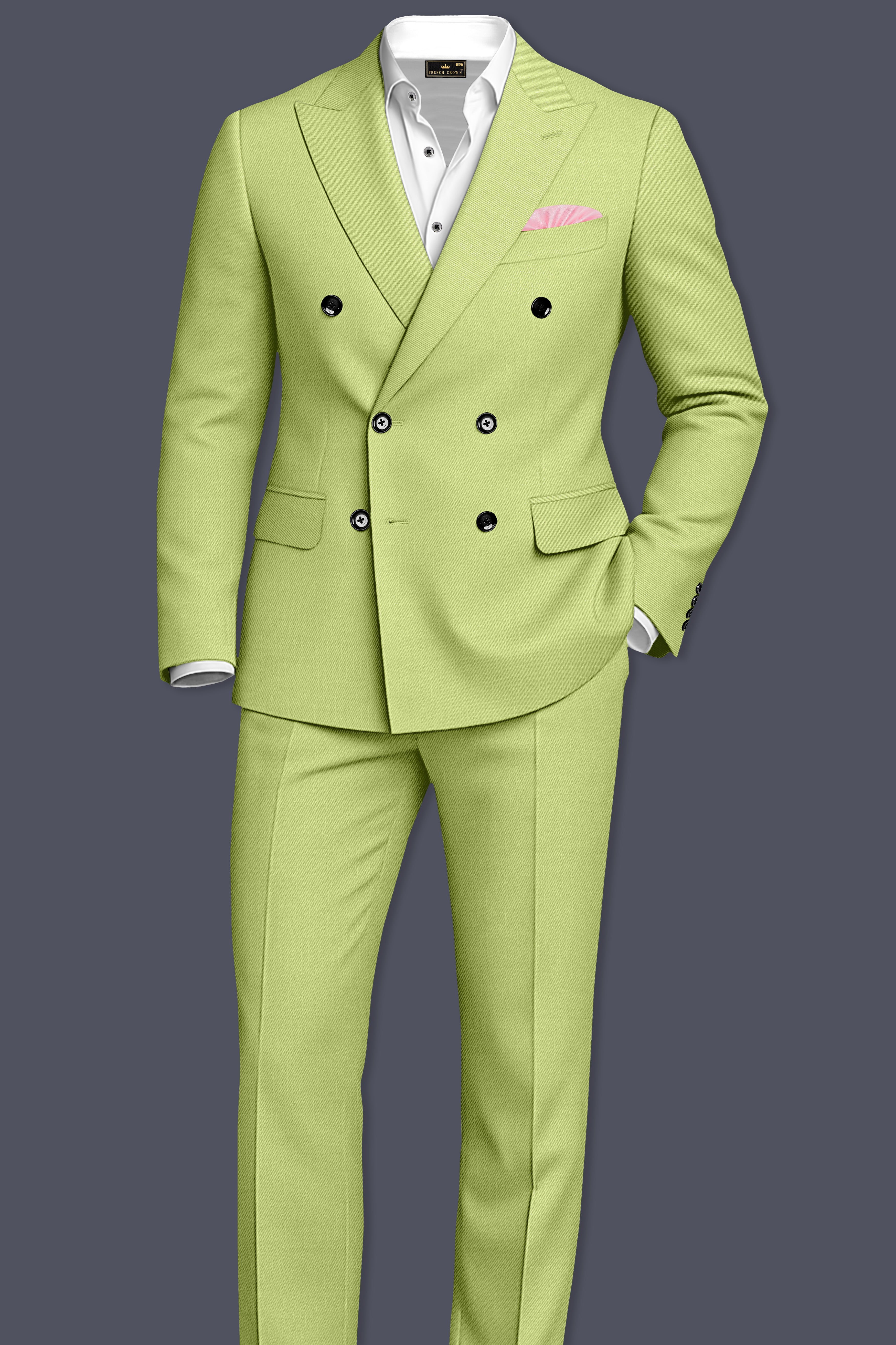 Ochre-Tan Yellow Wool Rich Slight Stretch Double Breasted Suit