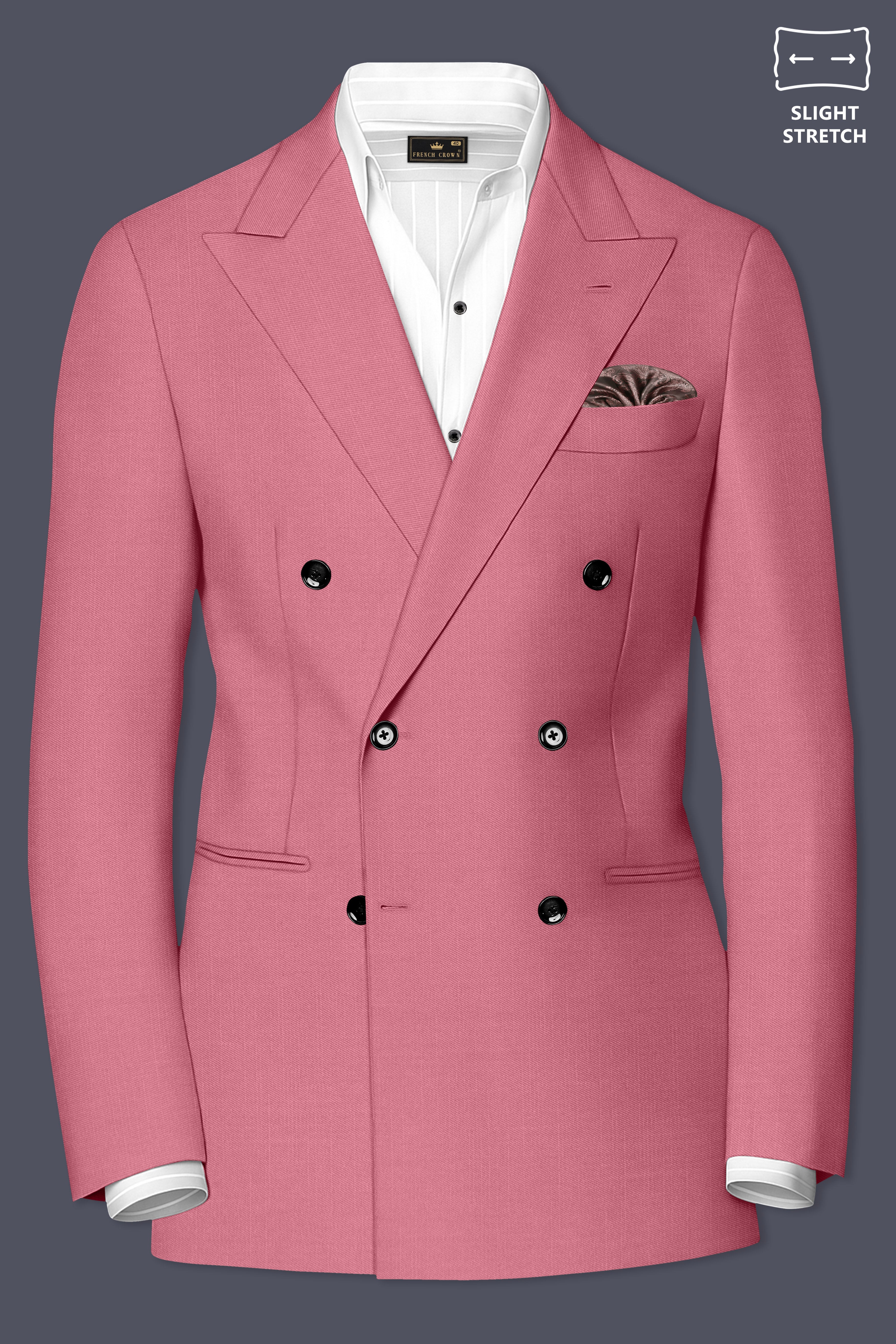 Soleil-Peach Wool Rich Slight Stretch Double Breasted Suit