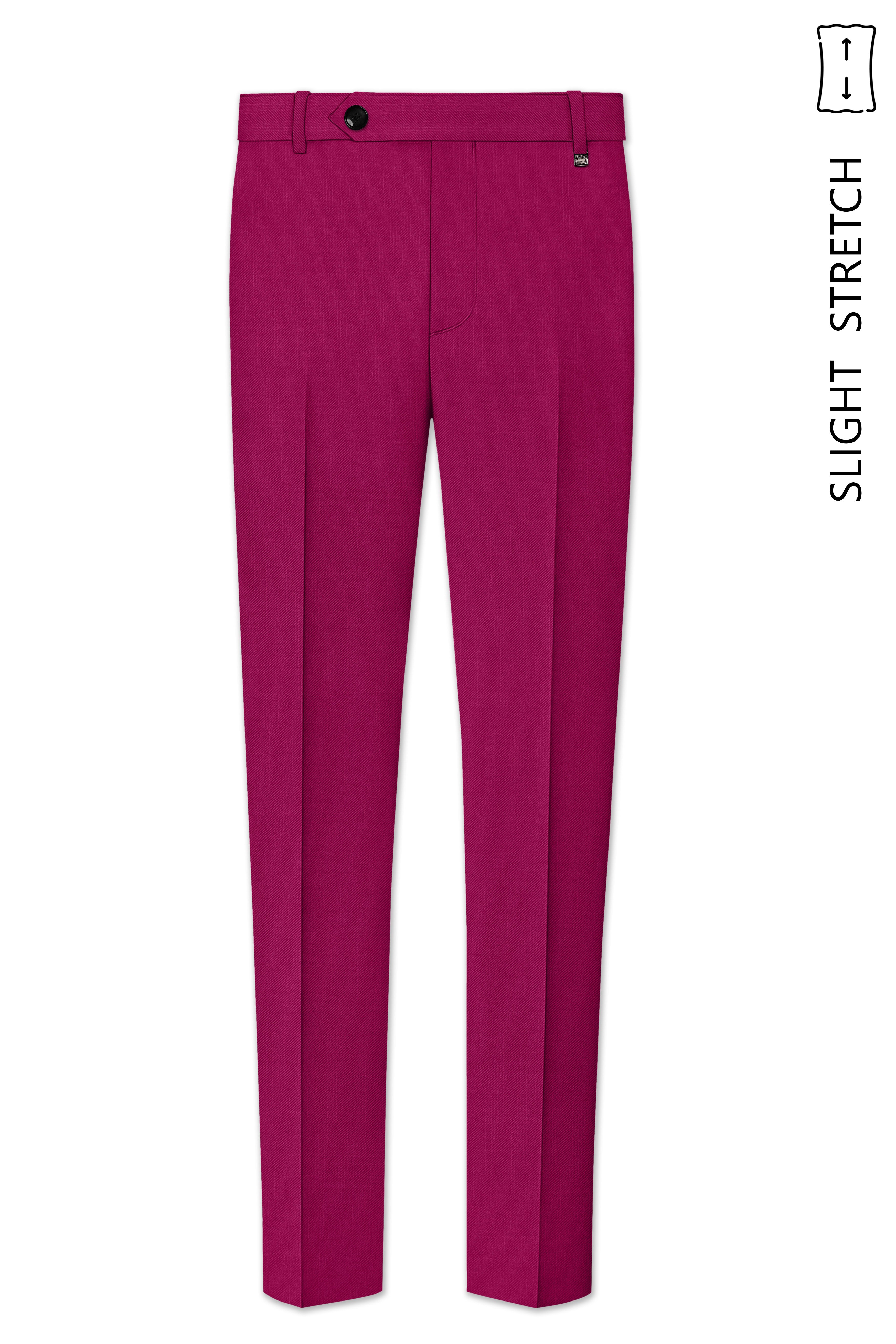 Orchid-Mulberry Pink Wool Rich Slight Stretch Double Breasted Suit