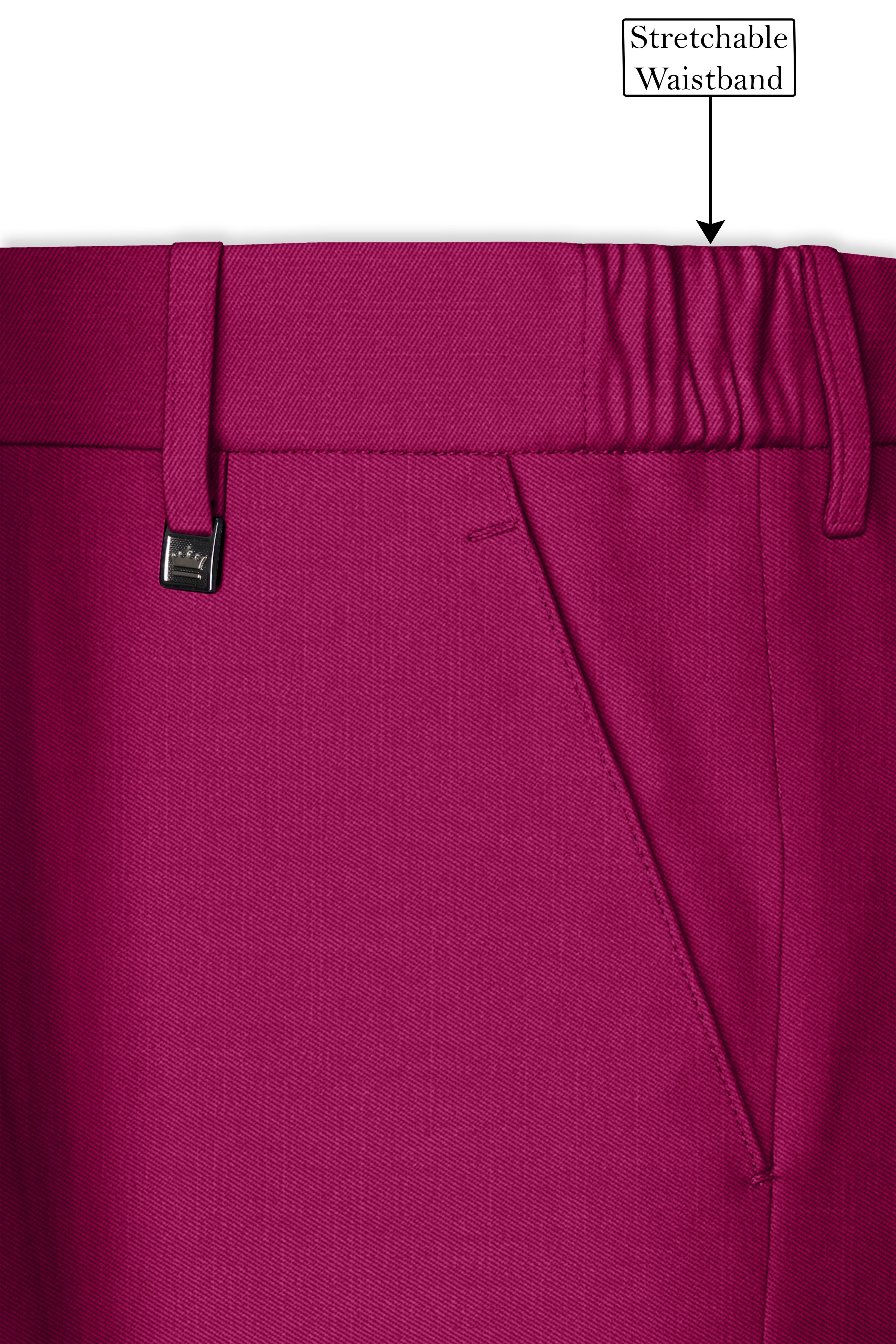 Orchid-Mulberry Pink Wool Rich Slight Stretch Double Breasted Suit