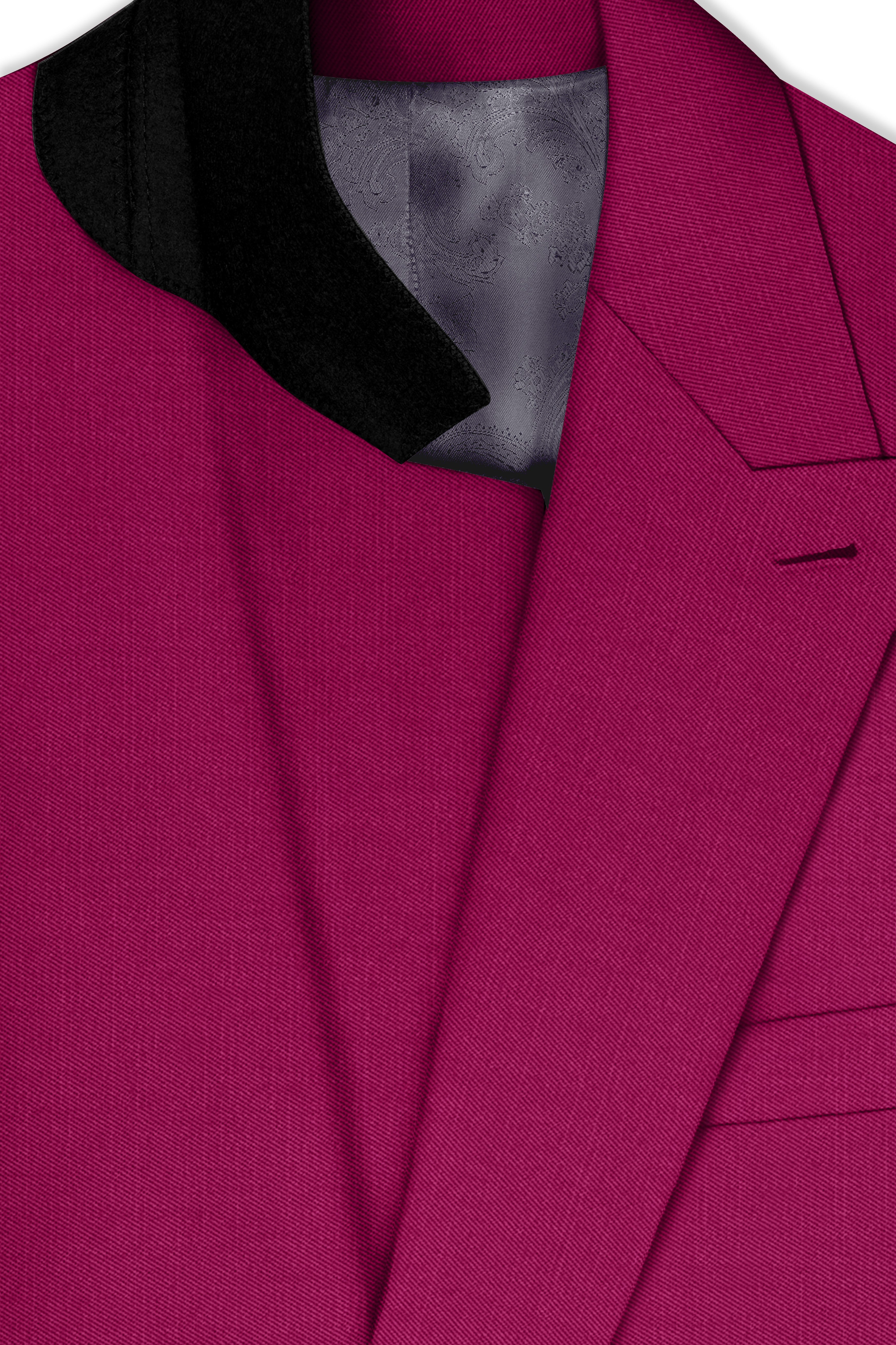 Orchid-Mulberry Pink Wool Rich Slight Stretch Double Breasted Suit