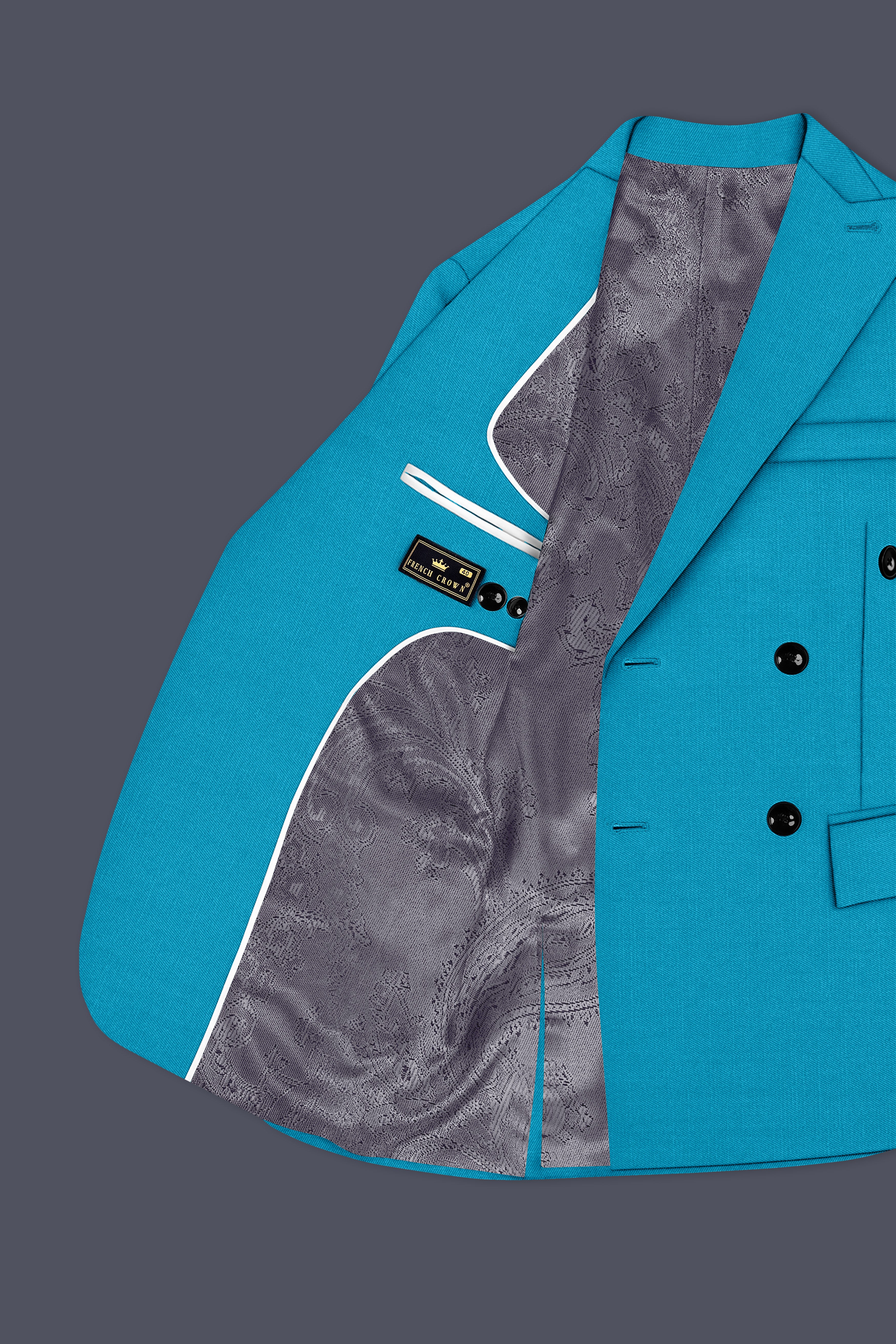 Atlantic-Bondi Blue Wool Rich Slight Stretch Double Breasted Suit