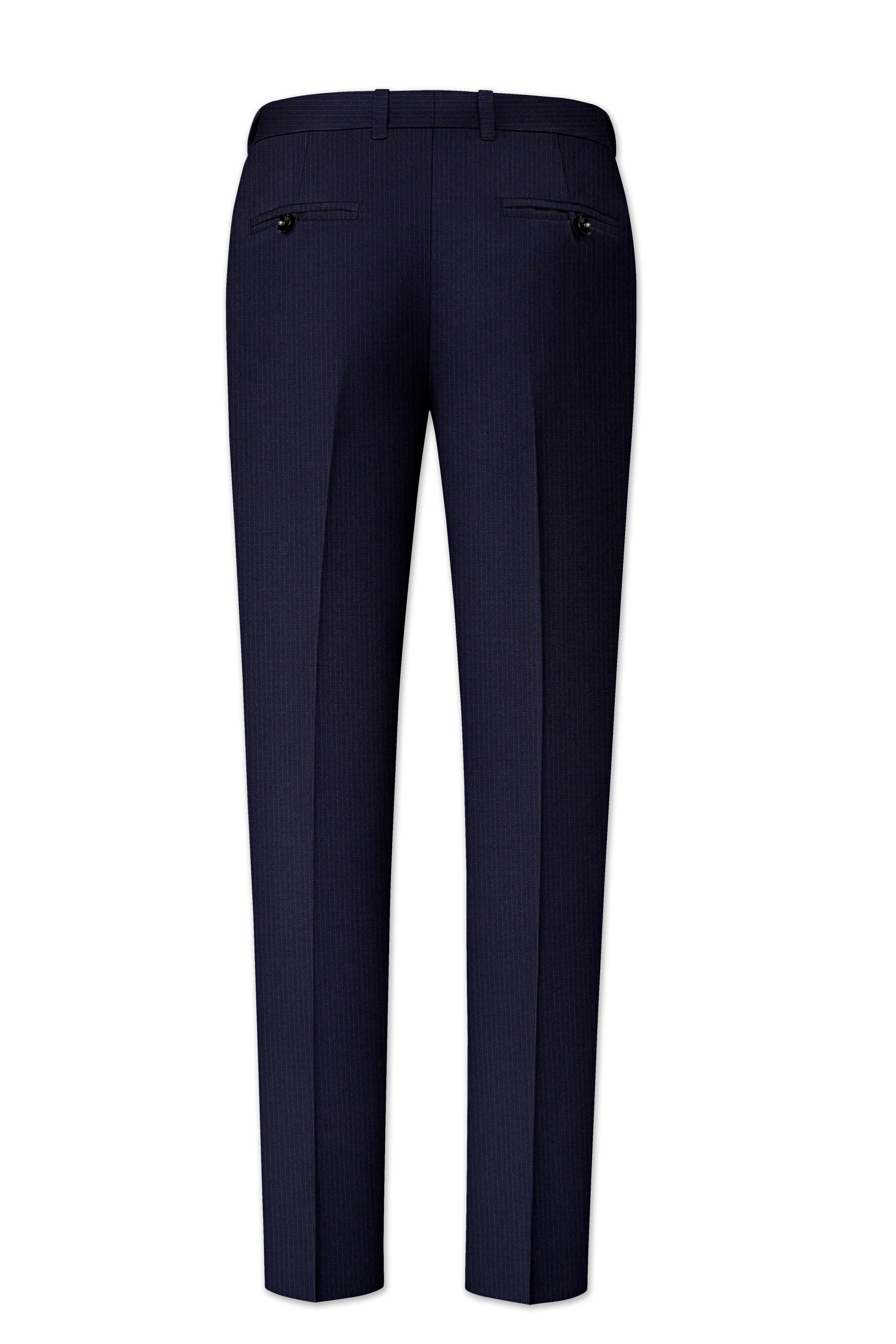 Elion-Bunker Blue Pencil Striped Wool Rich Slight Stretch Single Breasted Suit