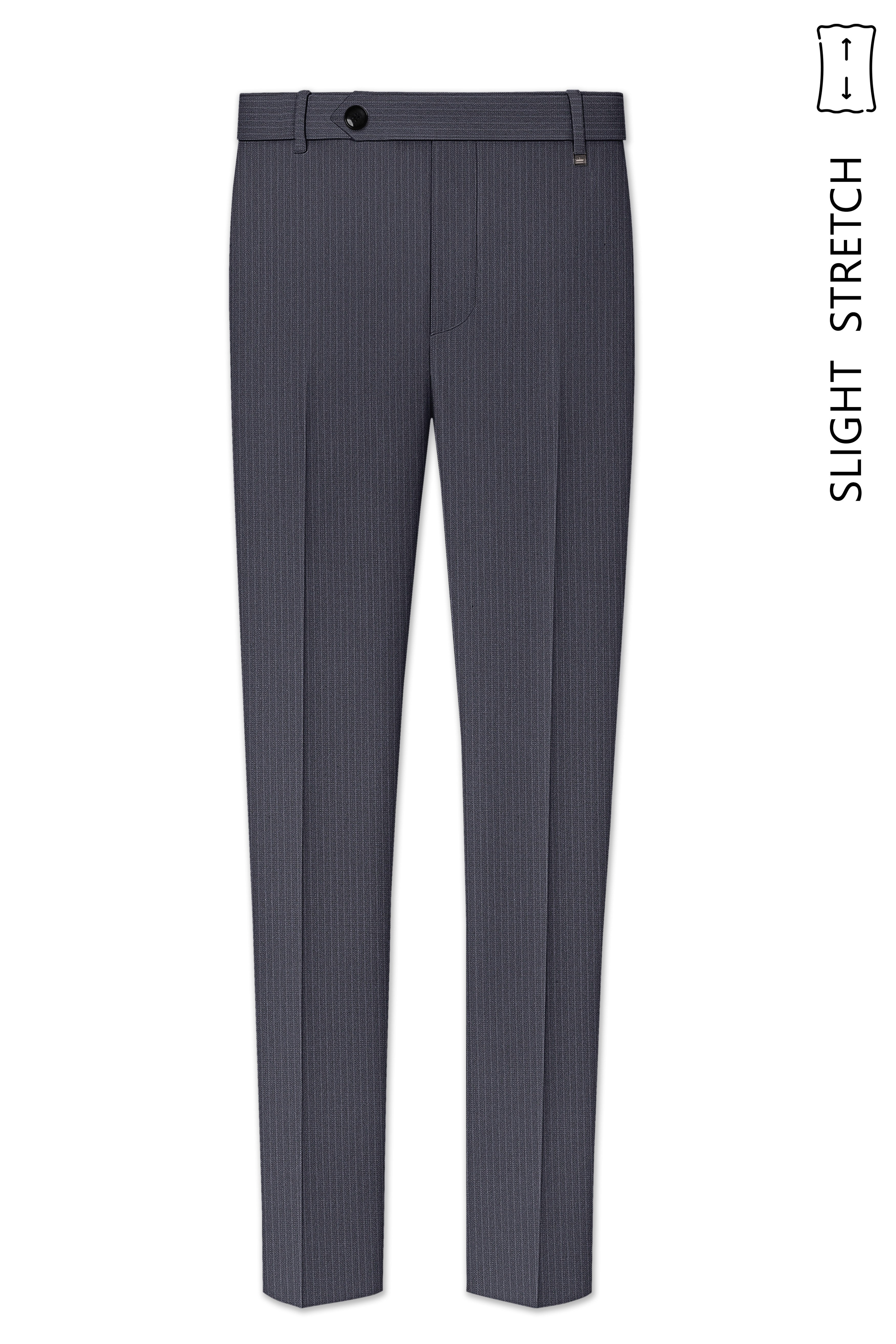 Monvex-Tuna Gray Pencil Striped Wool Rich Bandhgala Slight Stretch Suit