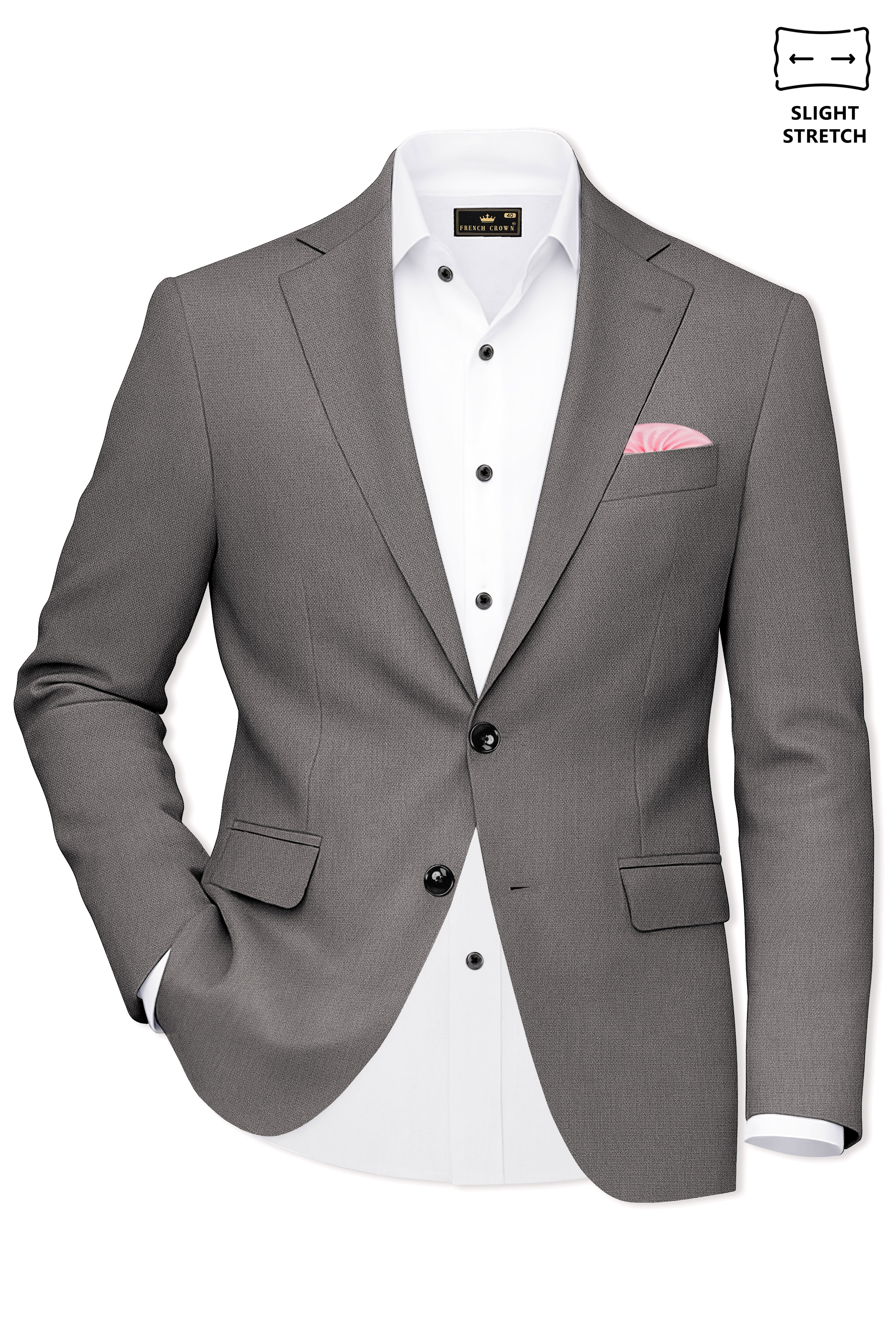 Sterling-Ironside Gray Diamond Textured Wool Rich Slight Stretch Single Breasted Suit