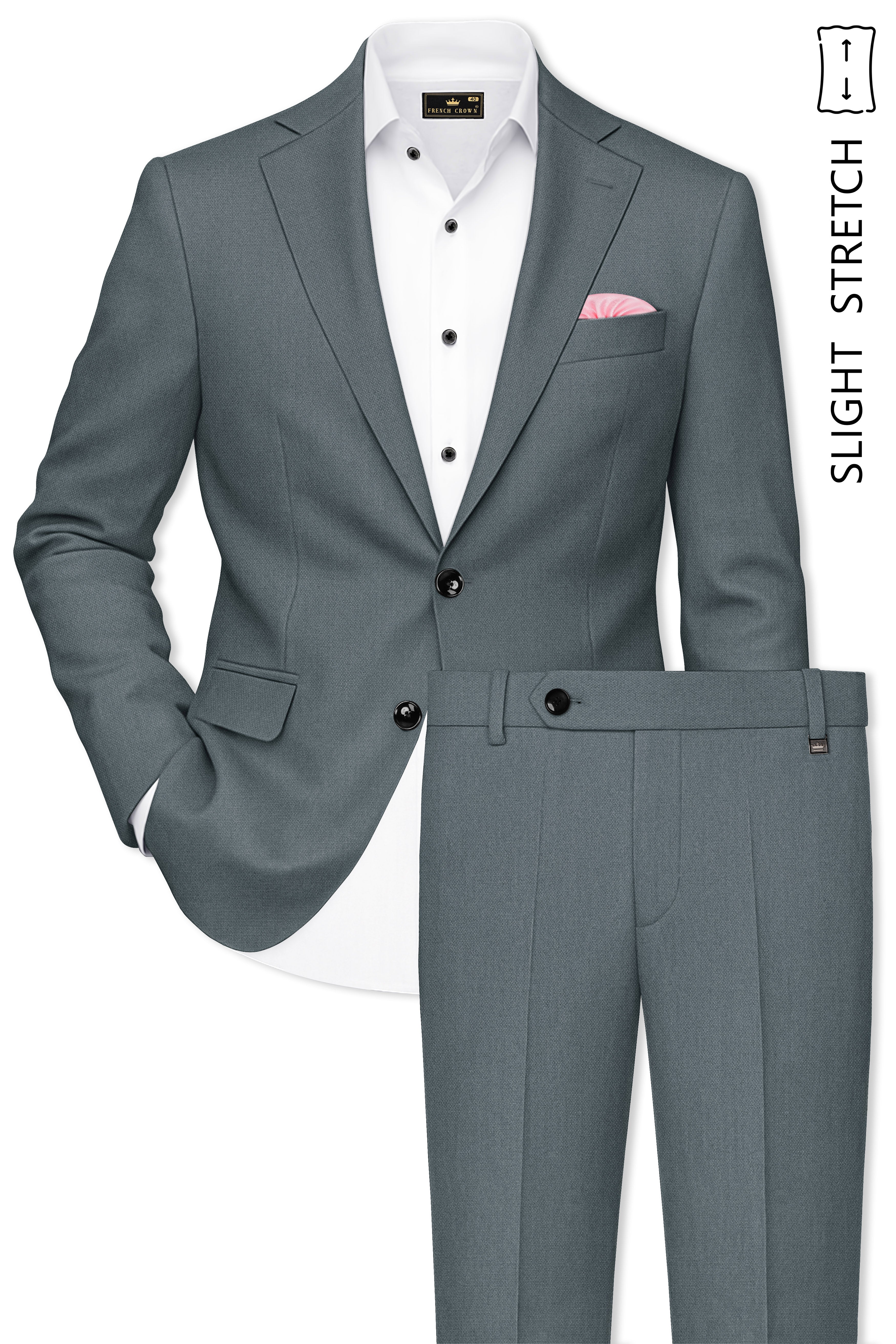 Aurelian-Scarpa Green Diamond Textured Wool Rich Slight Stretch Single Breasted Suit
