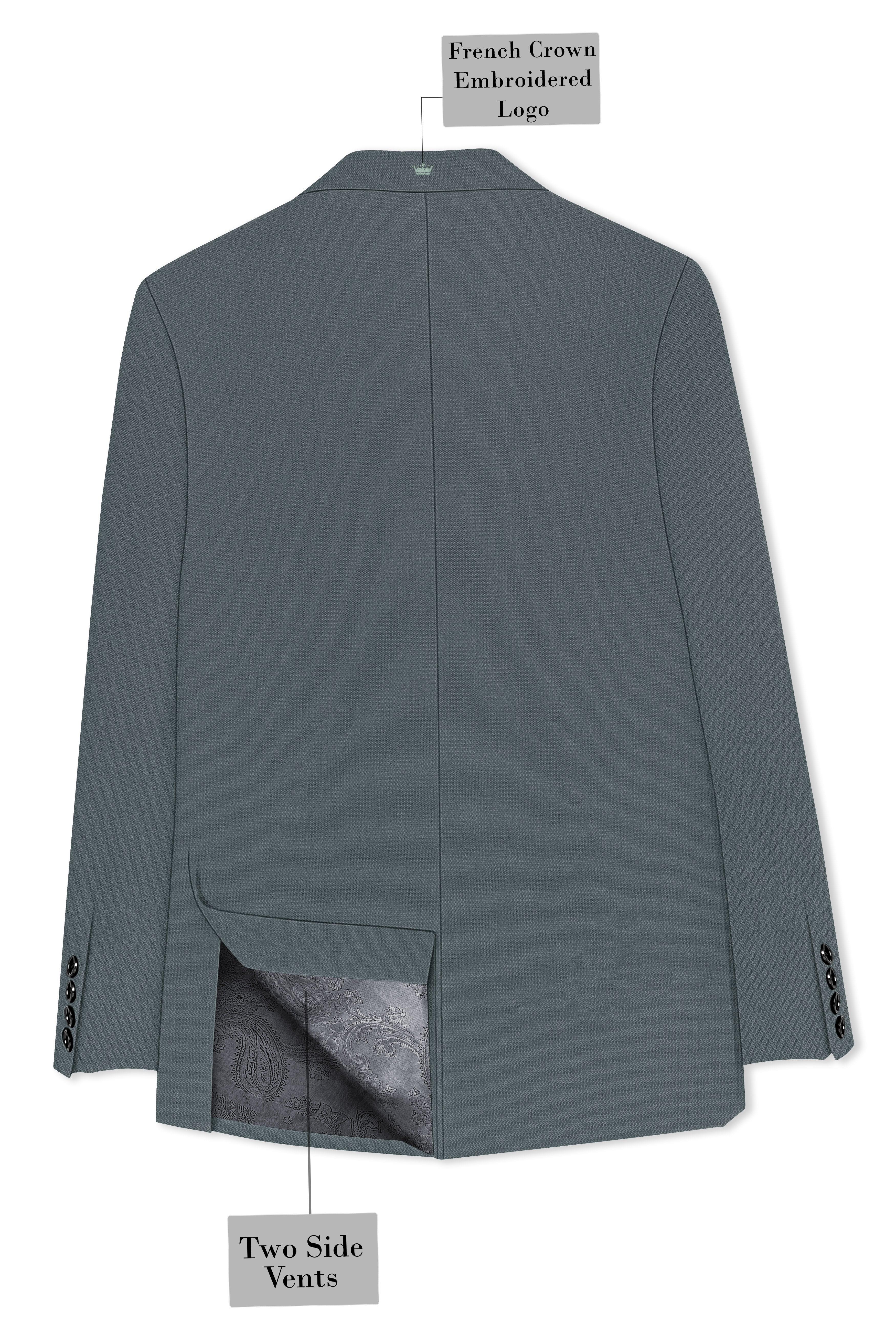 Aurelian-Scarpa Green Diamond Textured Wool Rich Slight Stretch Double Breasted Suit