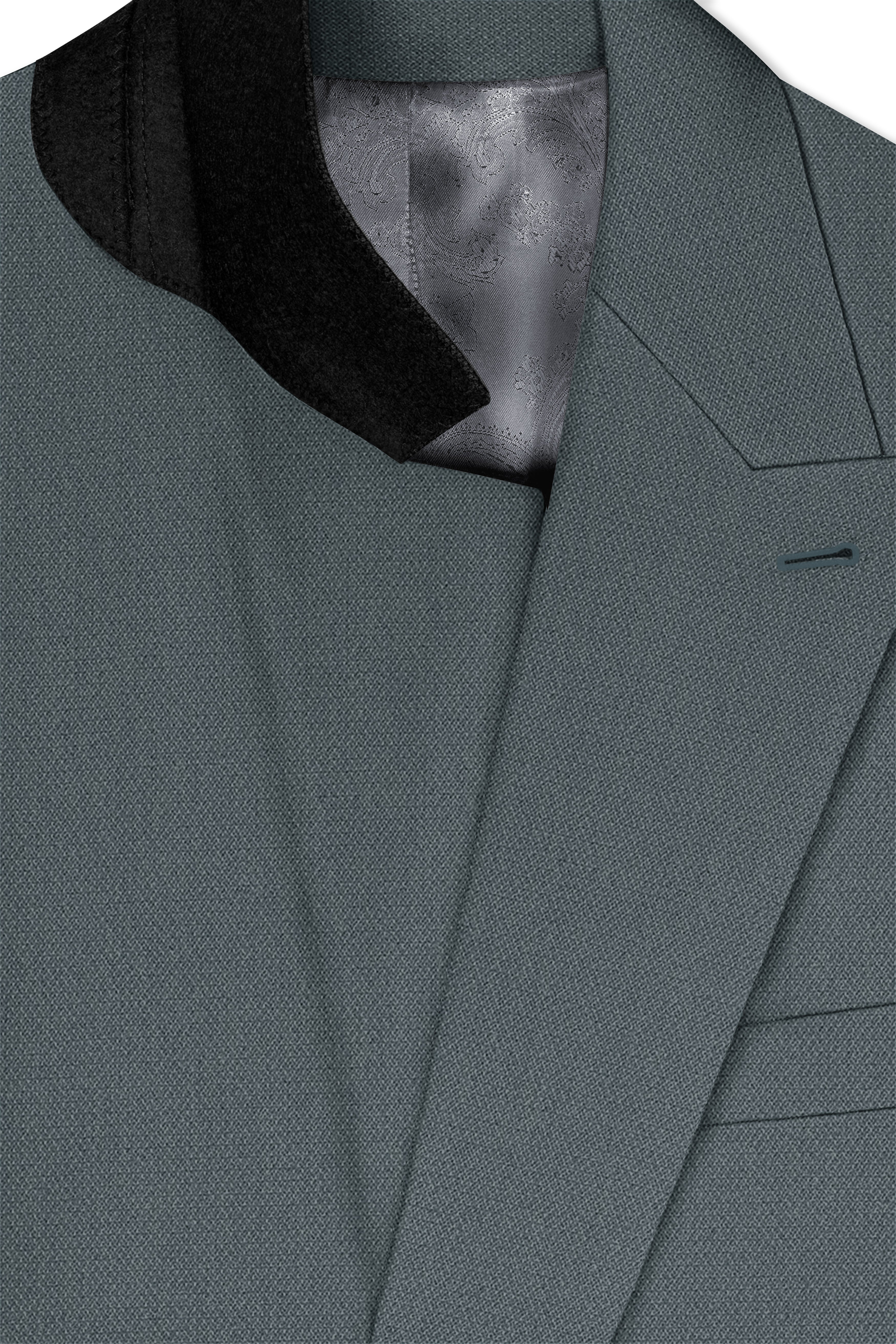 Aurelian-Scarpa Green Diamond Textured Wool Rich Slight Stretch Double Breasted Suit