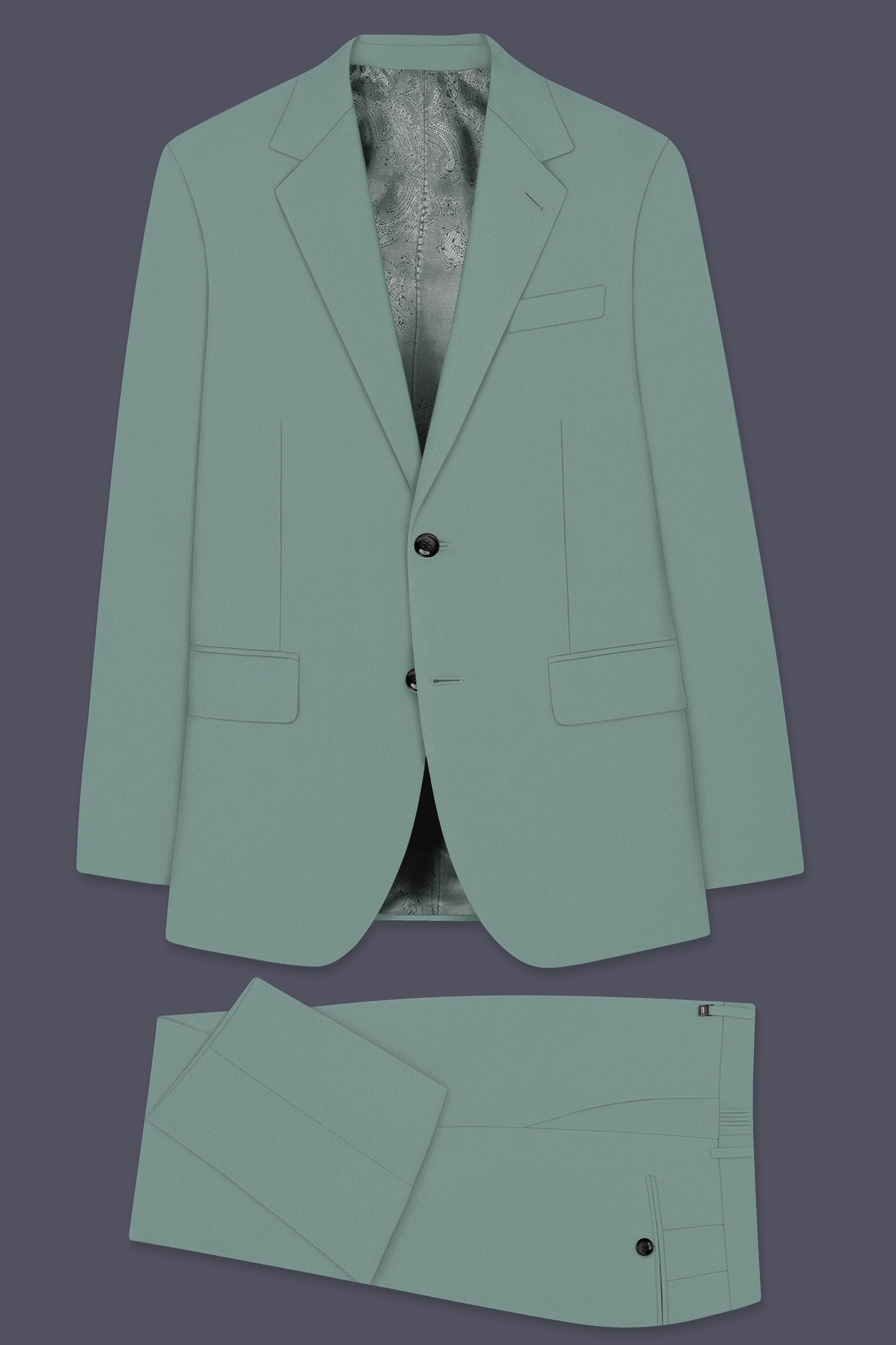 Verde-Korean Spanish Green 4-Way Stretch Wrinkle-Free Wool Rich Single Breasted Suit
