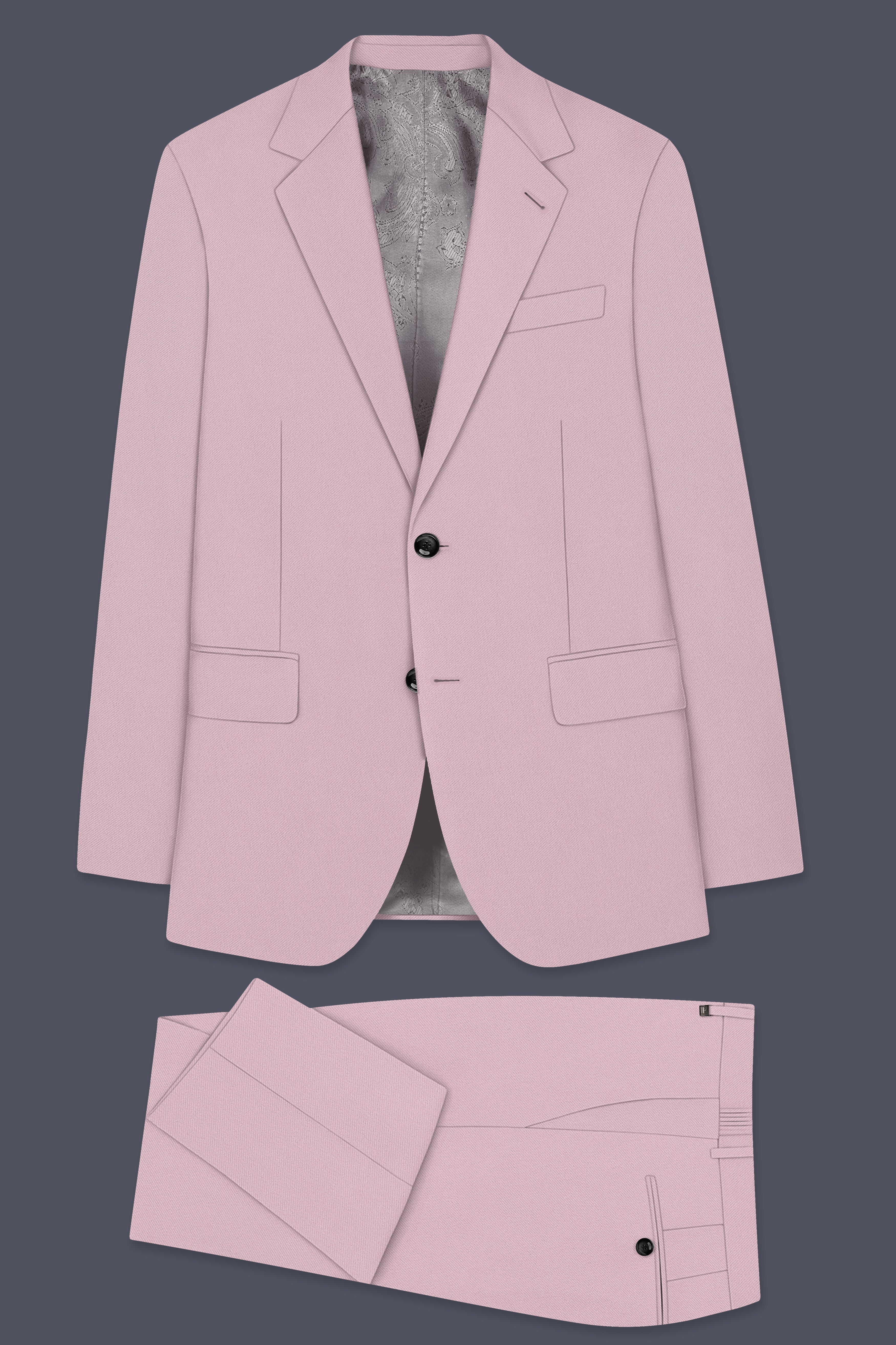 Allure-Korean Blossom Pink 4-Way Stretch Wrinkle-Free Wool Rich Single Breasted Suit