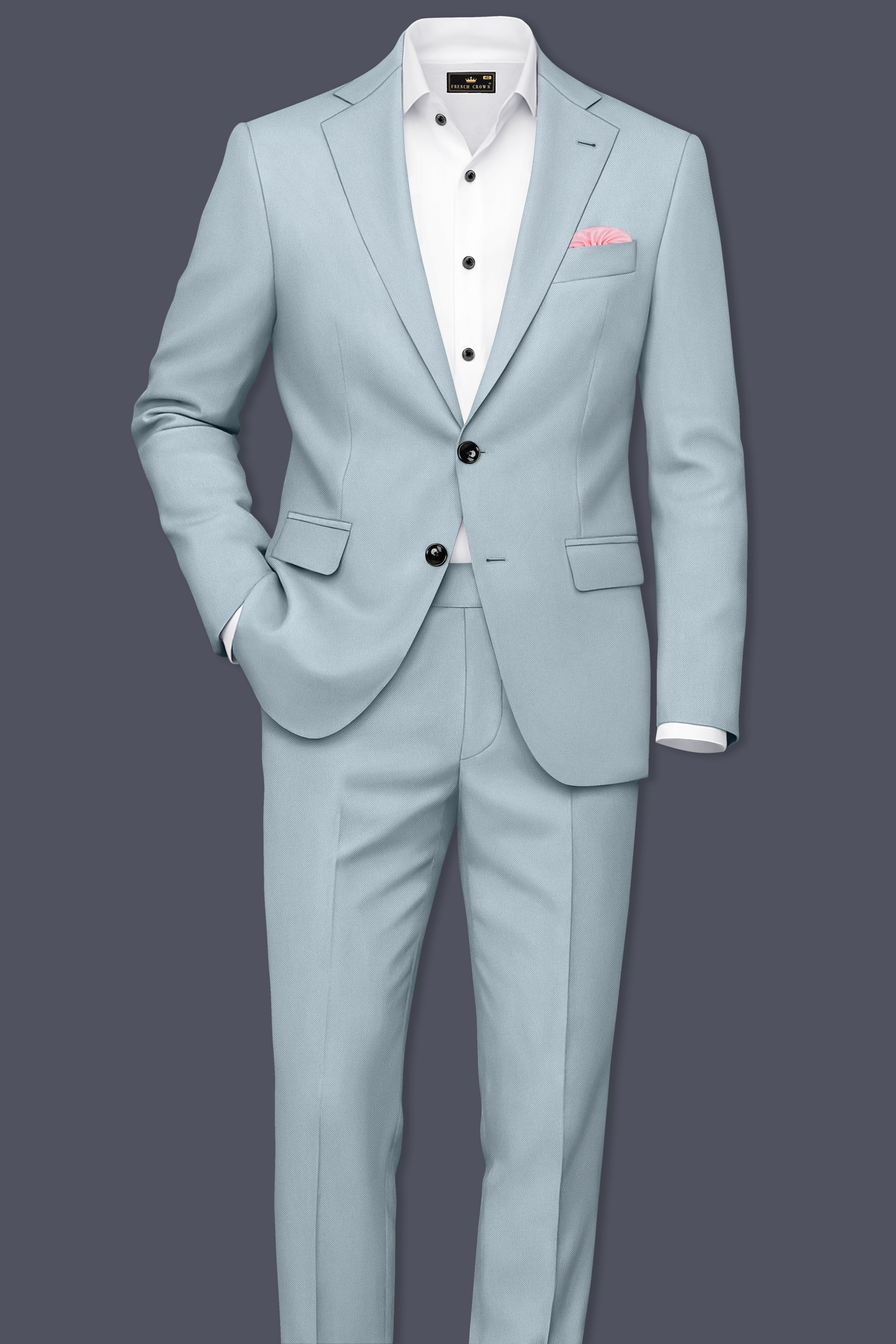 Pewter-Korean Chateau gray 4-Way Stretch Wrinkle-Free Wool Rich Single Breasted Suit