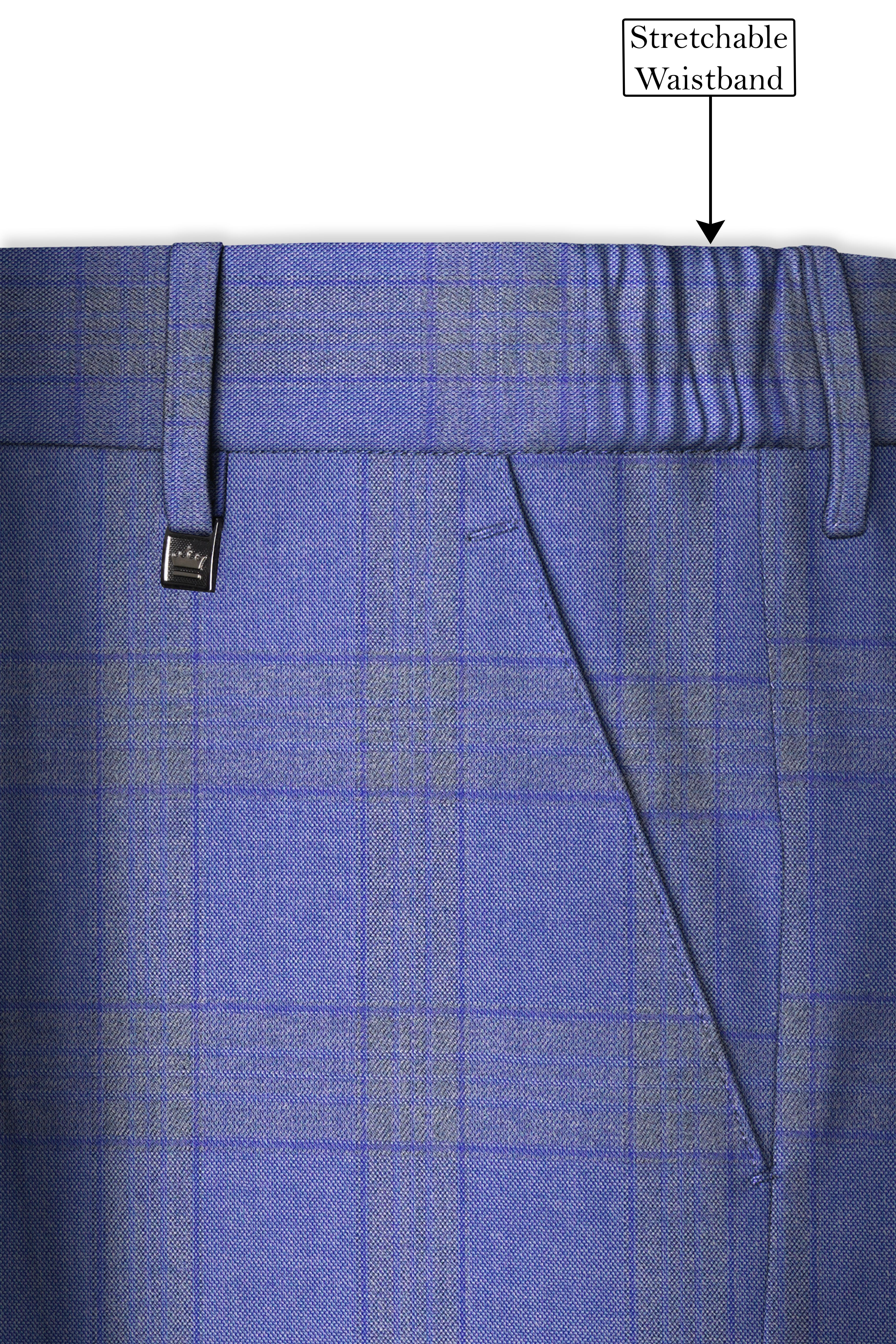 Cobalt-Scampi Blue Plaid Wool Rich Tuxedo Suit