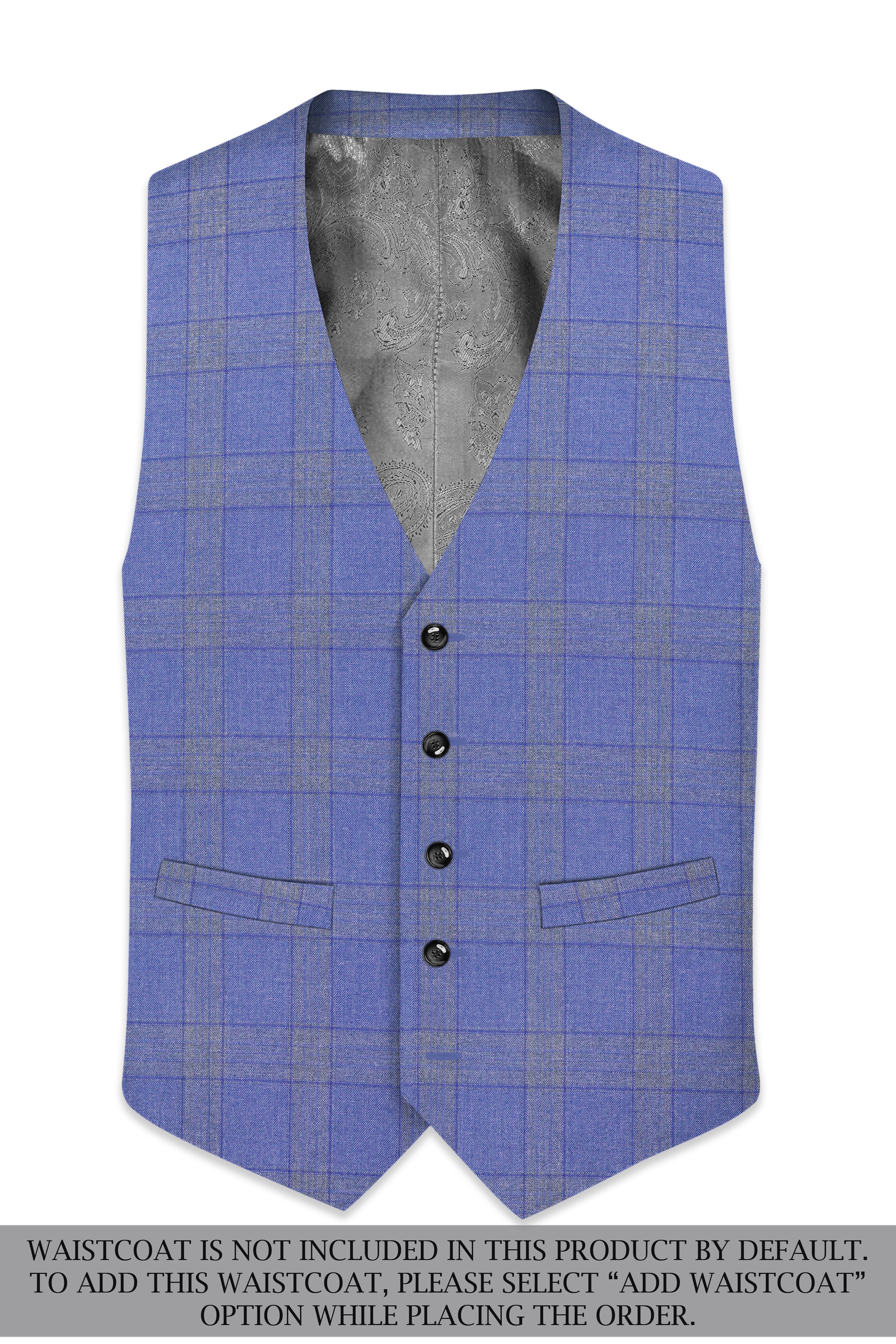 Cobalt-Scampi Blue Plaid Wool Rich Tuxedo Suit