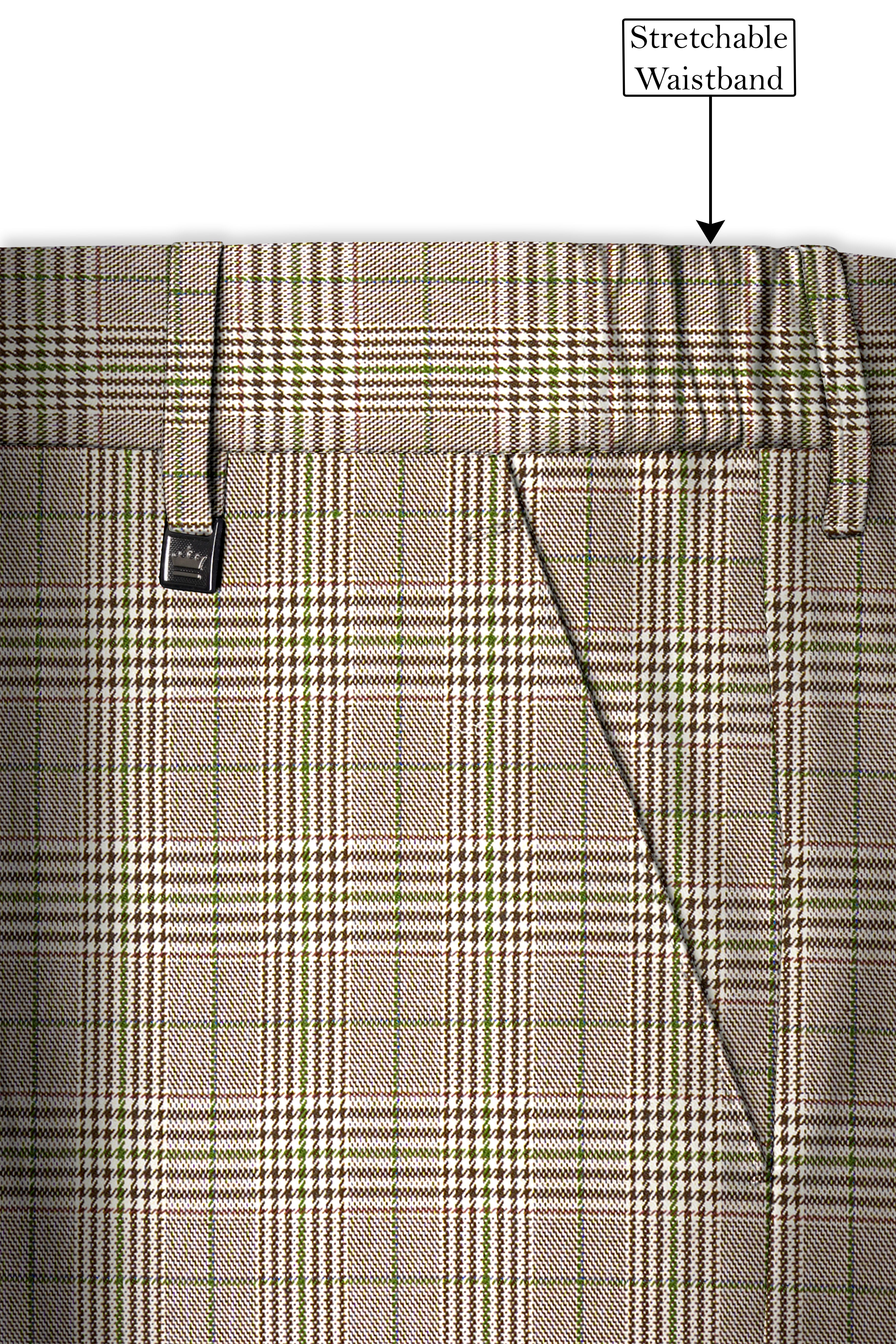 Nawab-Tundora Brown Plaid Wool Rich Peak Lapel Tuxedo Suit