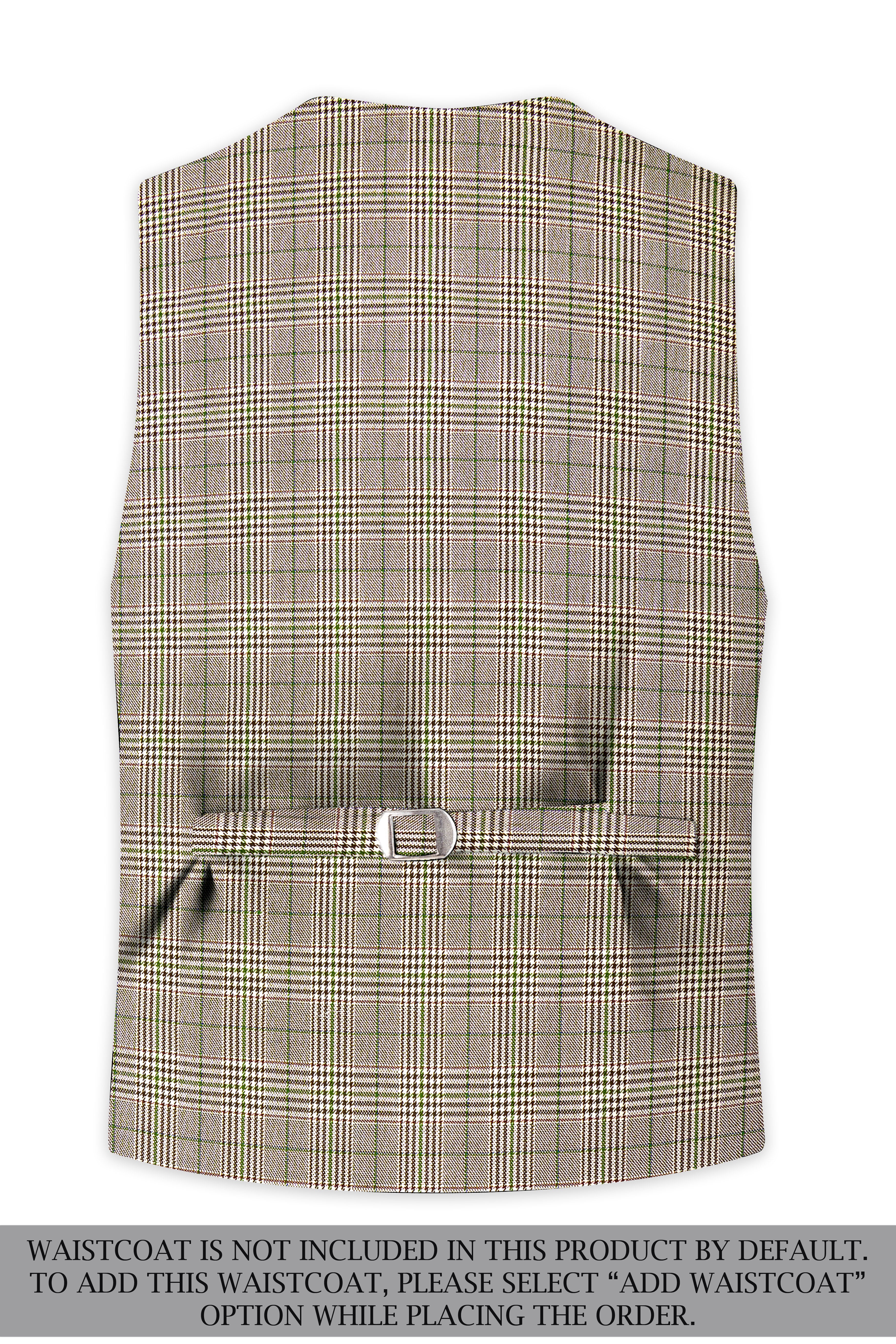 Nawab-Tundora Brown Plaid Wool Rich Peak Lapel Tuxedo Suit