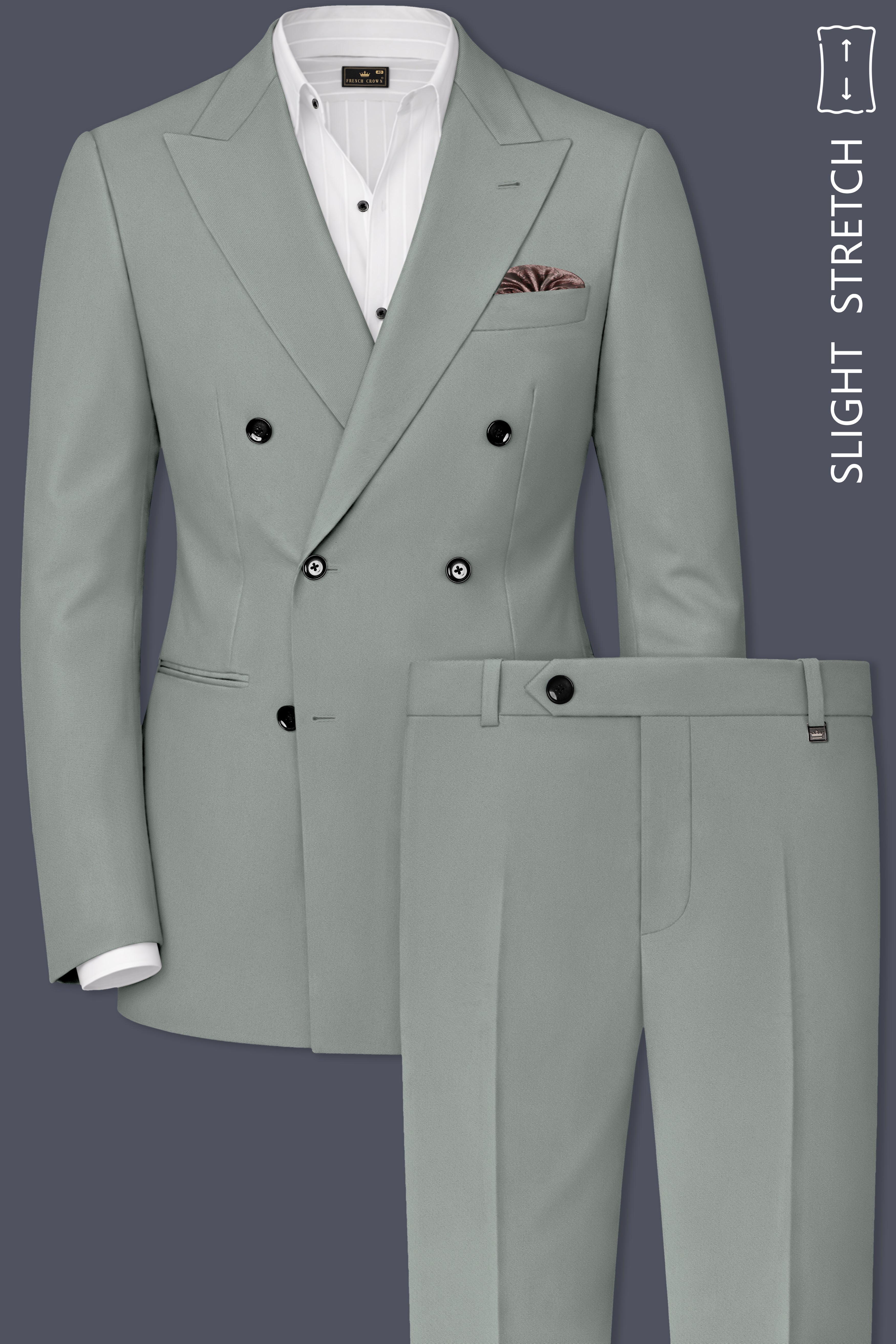 Beryl-Regent Green Slight Stretch Subtle Sheen Poly-Viscose Double Breasted Suit