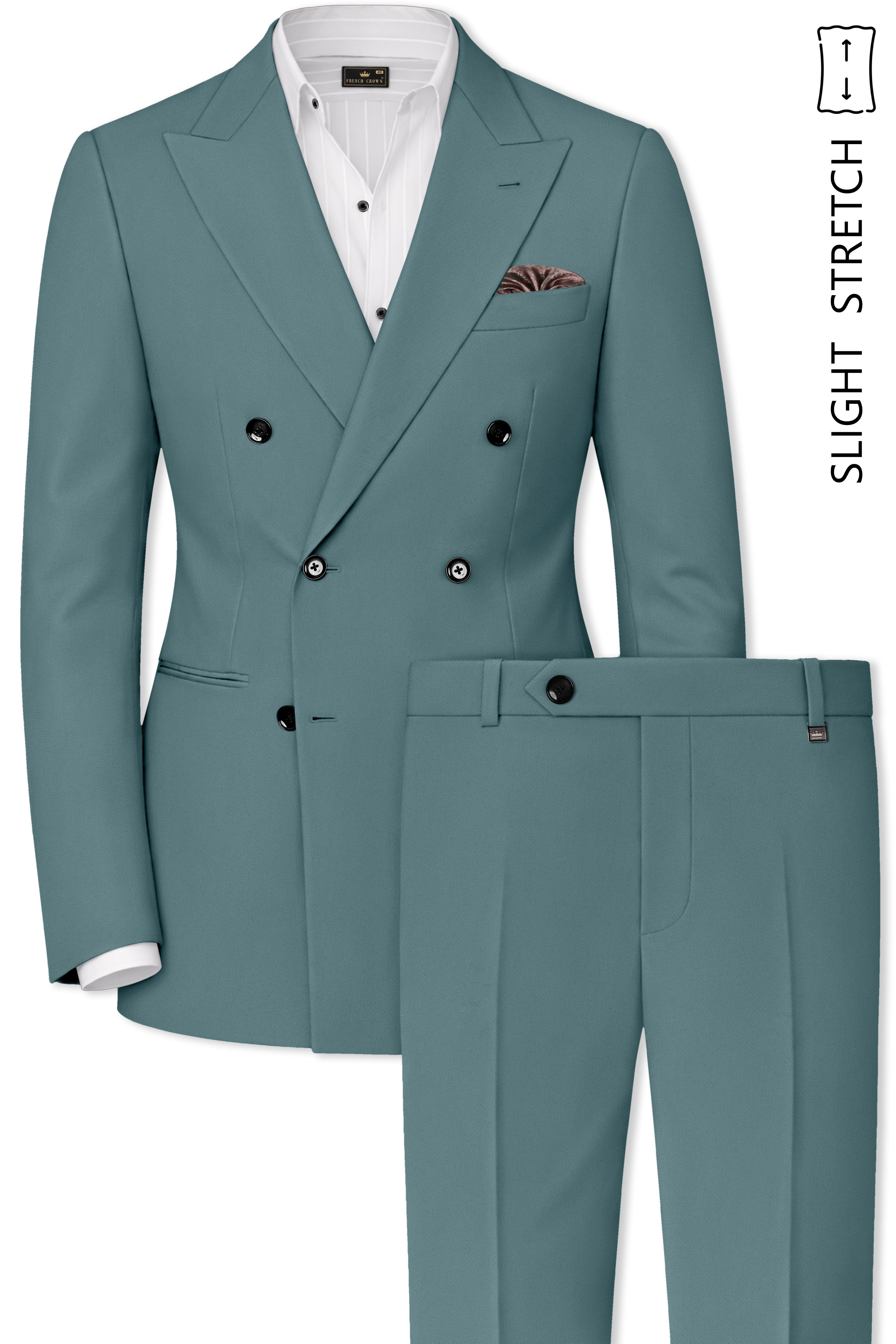 Emerald-Beetle Green Slight Stretch Subtle Sheen Poly-Viscose Double Breasted Suit