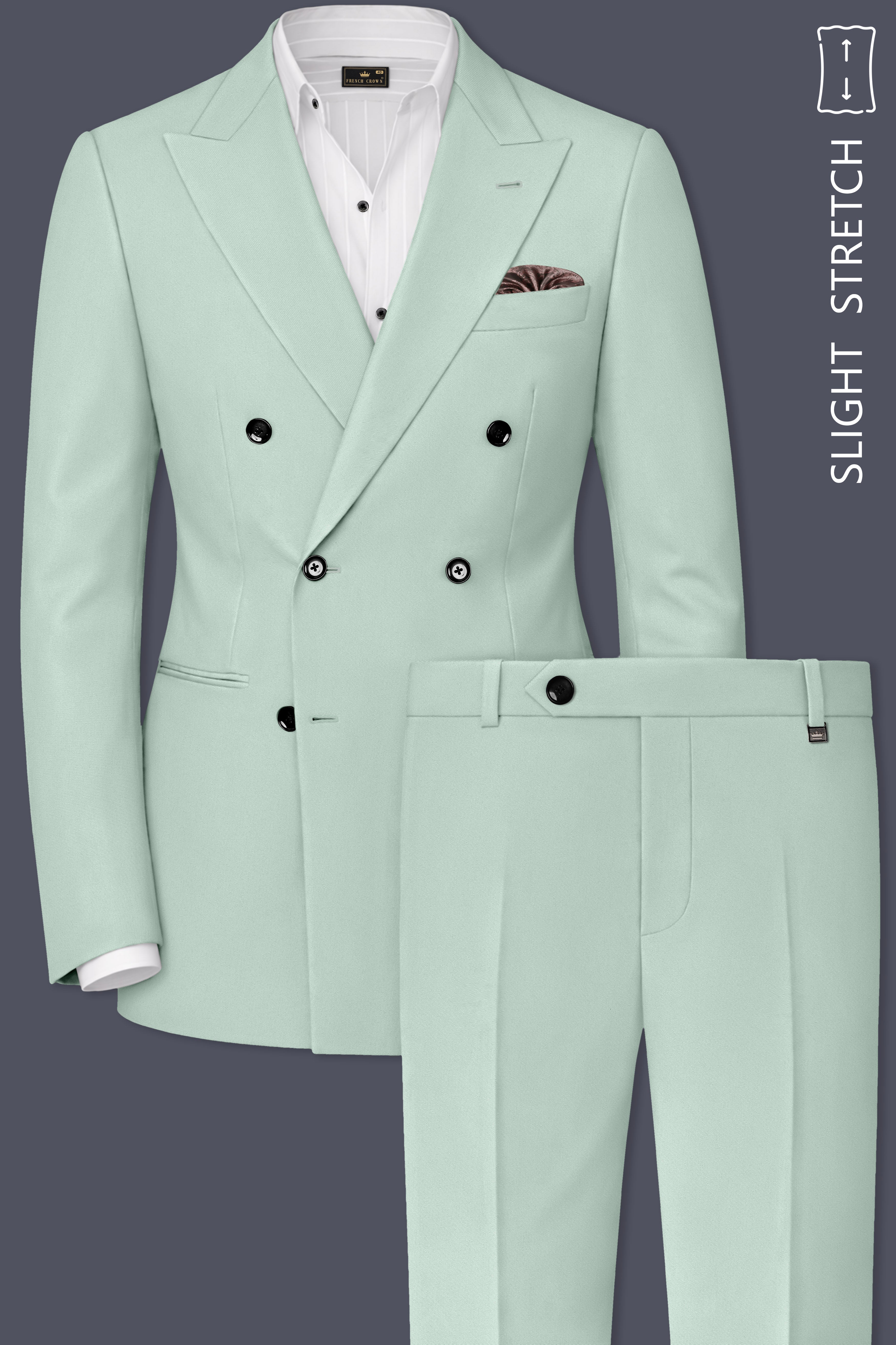 Umbra-Shadow Green Slight Stretch Subtle Sheen Poly-Viscose Double Breasted Suit