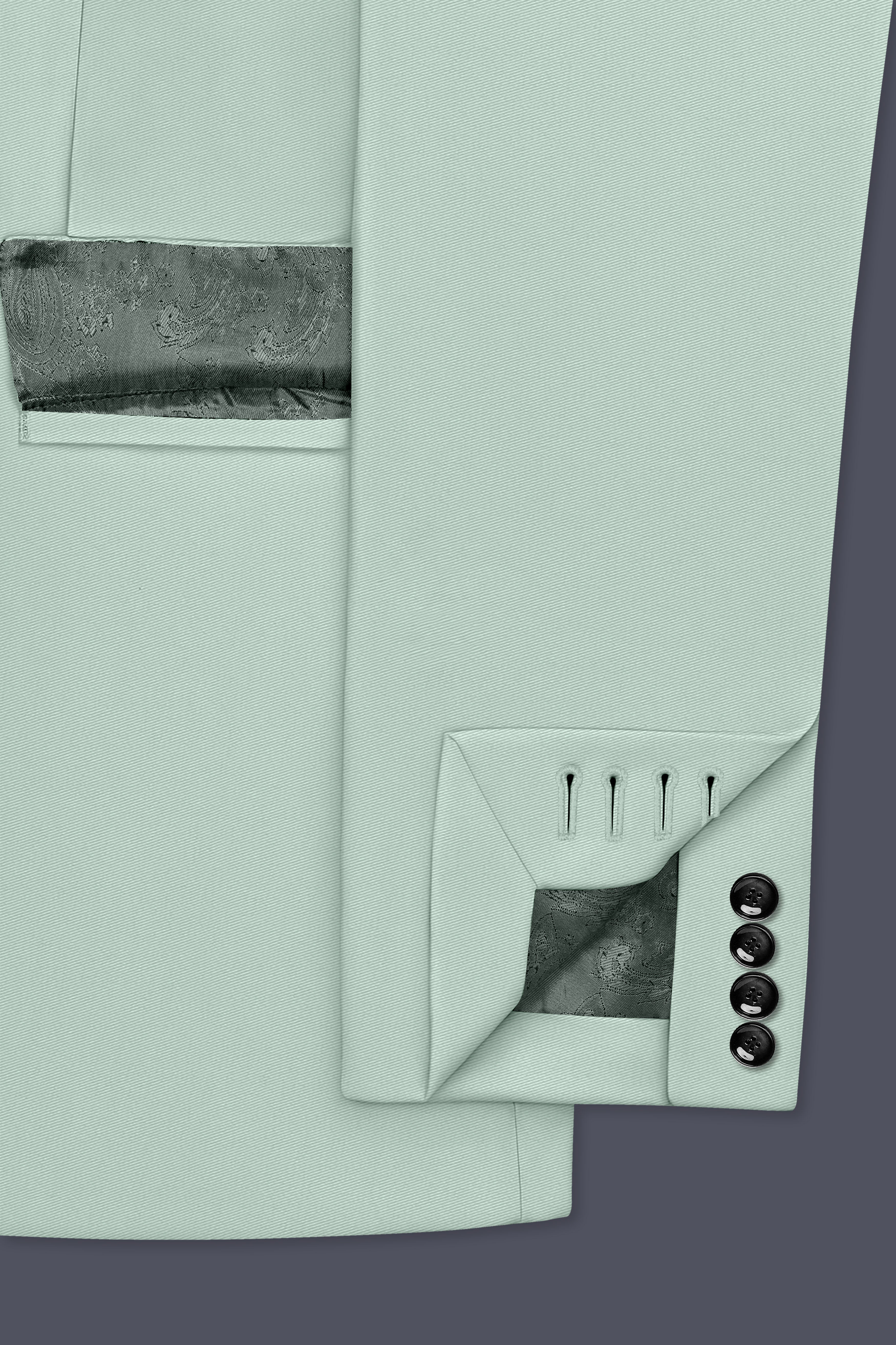 Umbra-Shadow Green Slight Stretch Subtle Sheen Poly-Viscose Double Breasted Suit