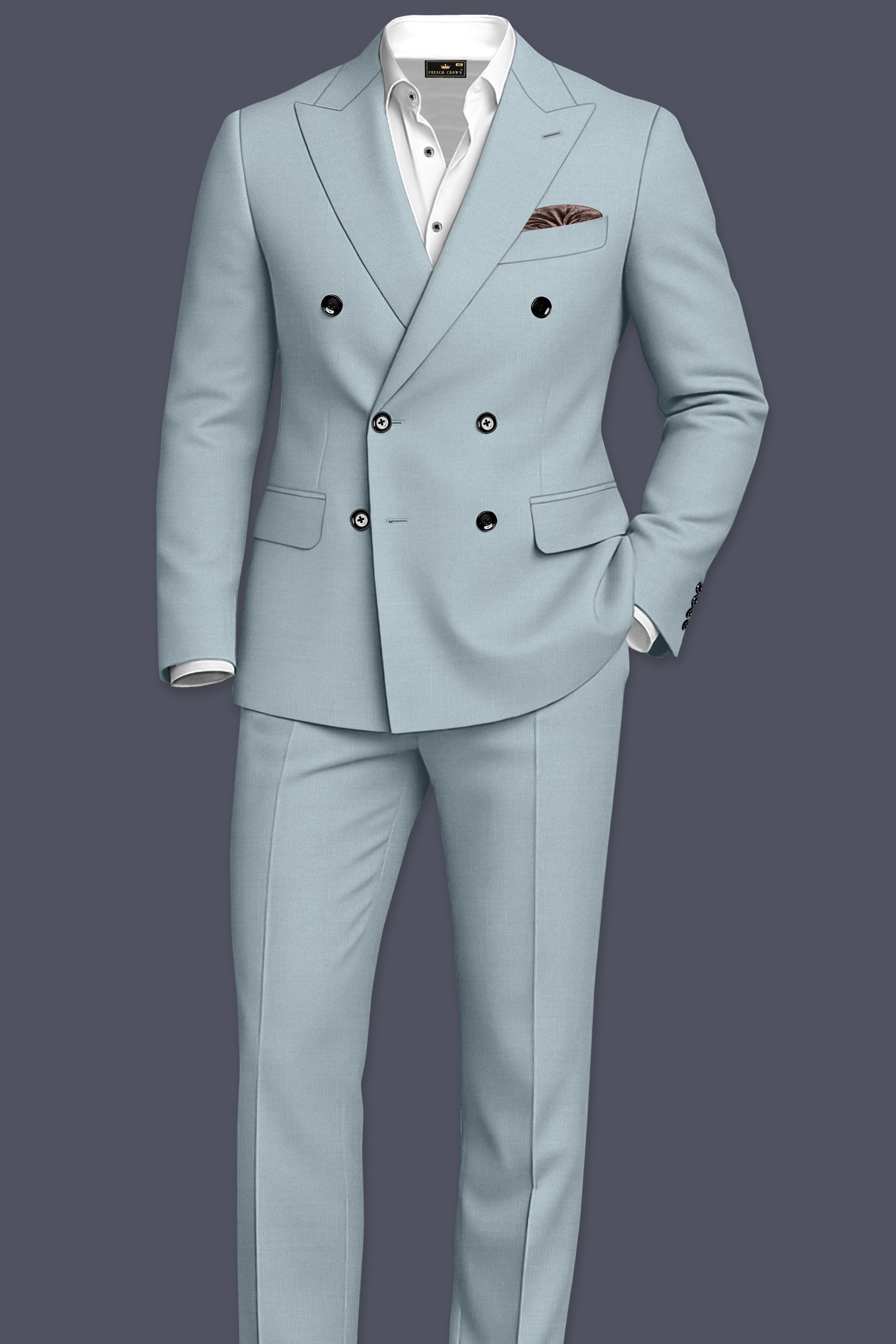 Valtor-Pewter Gray Wool Rich Slight Stretch Double Breasted Suit ST5507-DB-36, ST5507-DB-38, ST5507-DB-40, ST5507-DB-42, ST5507-DB-44, ST5507-DB-46, ST5507-DB-48, ST5507-DB-50, ST5507-DB-52, ST5507-DB-54, ST5507-DB-56, ST5507-DB-58, ST5507-DB-60