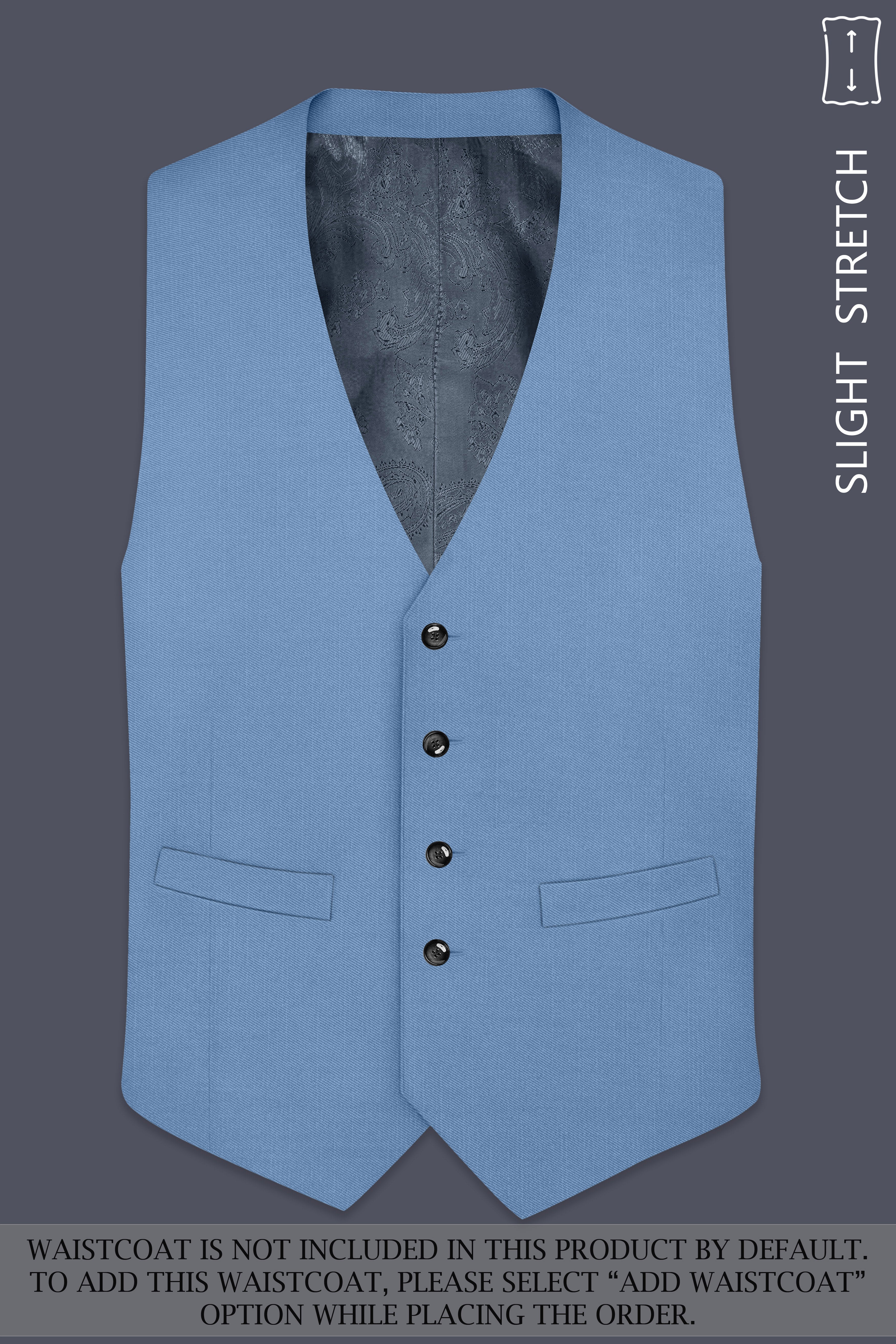 Azure-Glaucous Blue Wool Rich Slight Stretch Double Breasted Suit