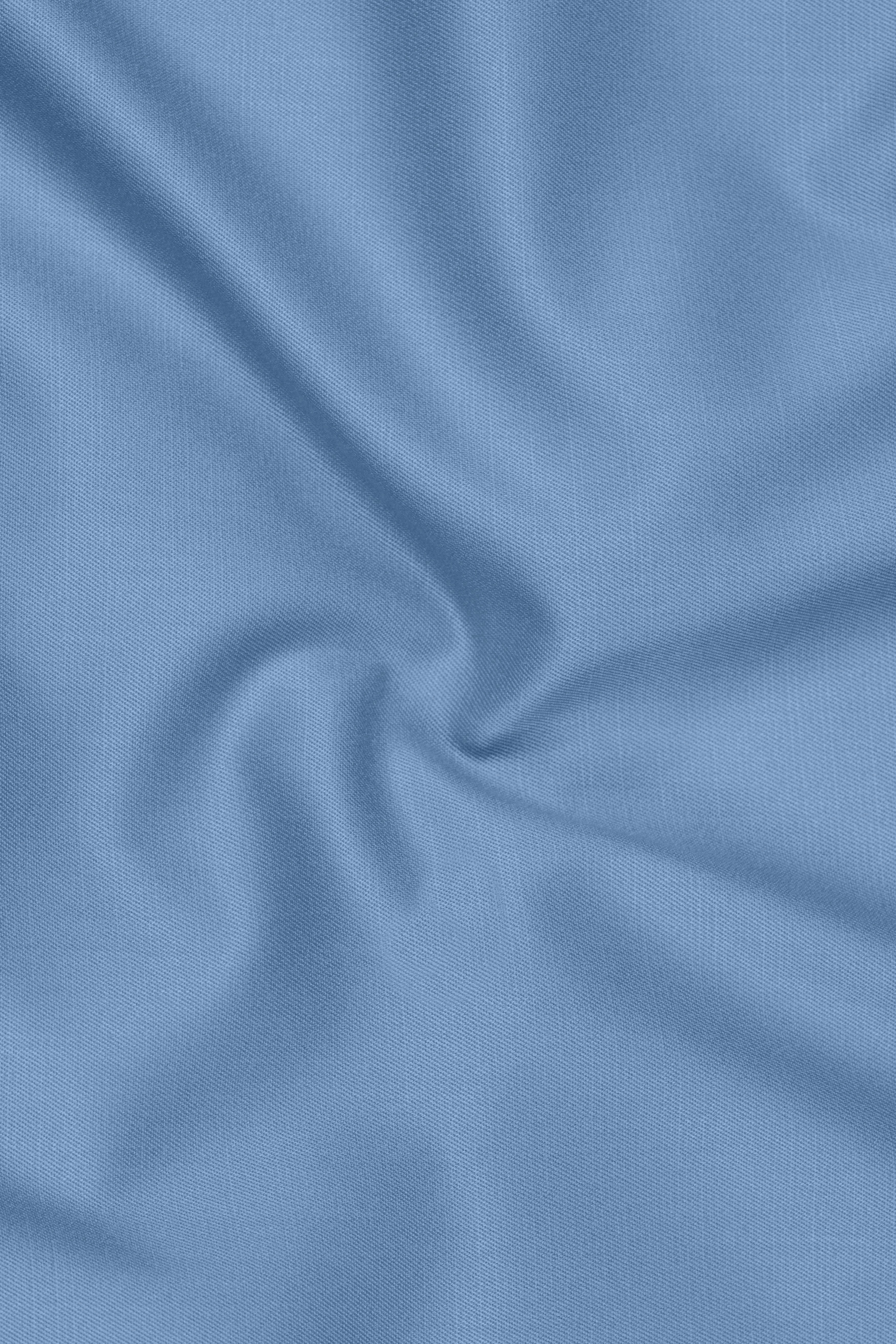Azure-Glaucous Blue Wool Rich Slight Stretch Double Breasted Suit