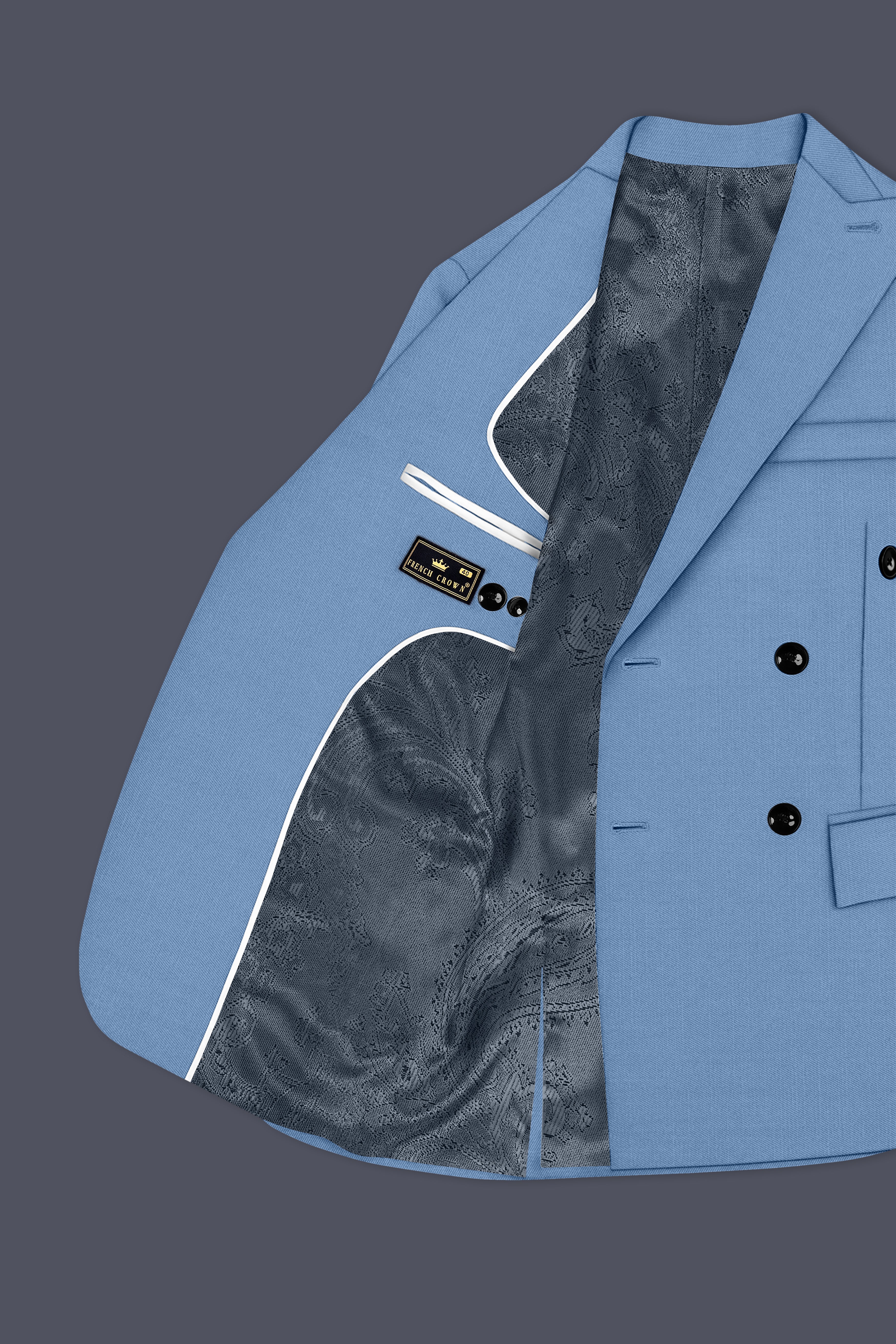 Azure-Glaucous Blue Wool Rich Slight Stretch Double Breasted Suit