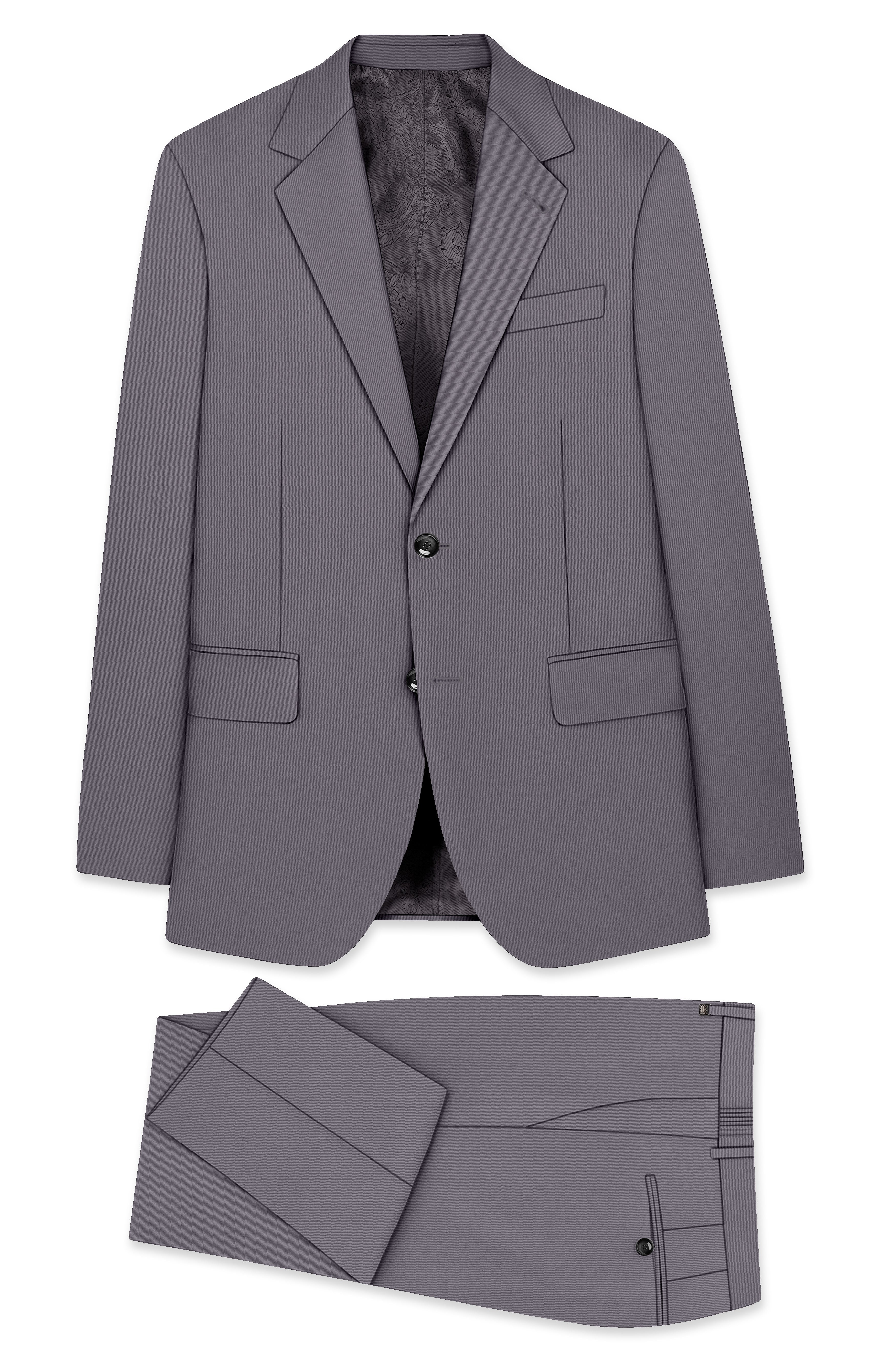 Veltrix-Fuscous Gray Slight Stretch Subtle Sheen Poly-Viscose Single Breasted Suit