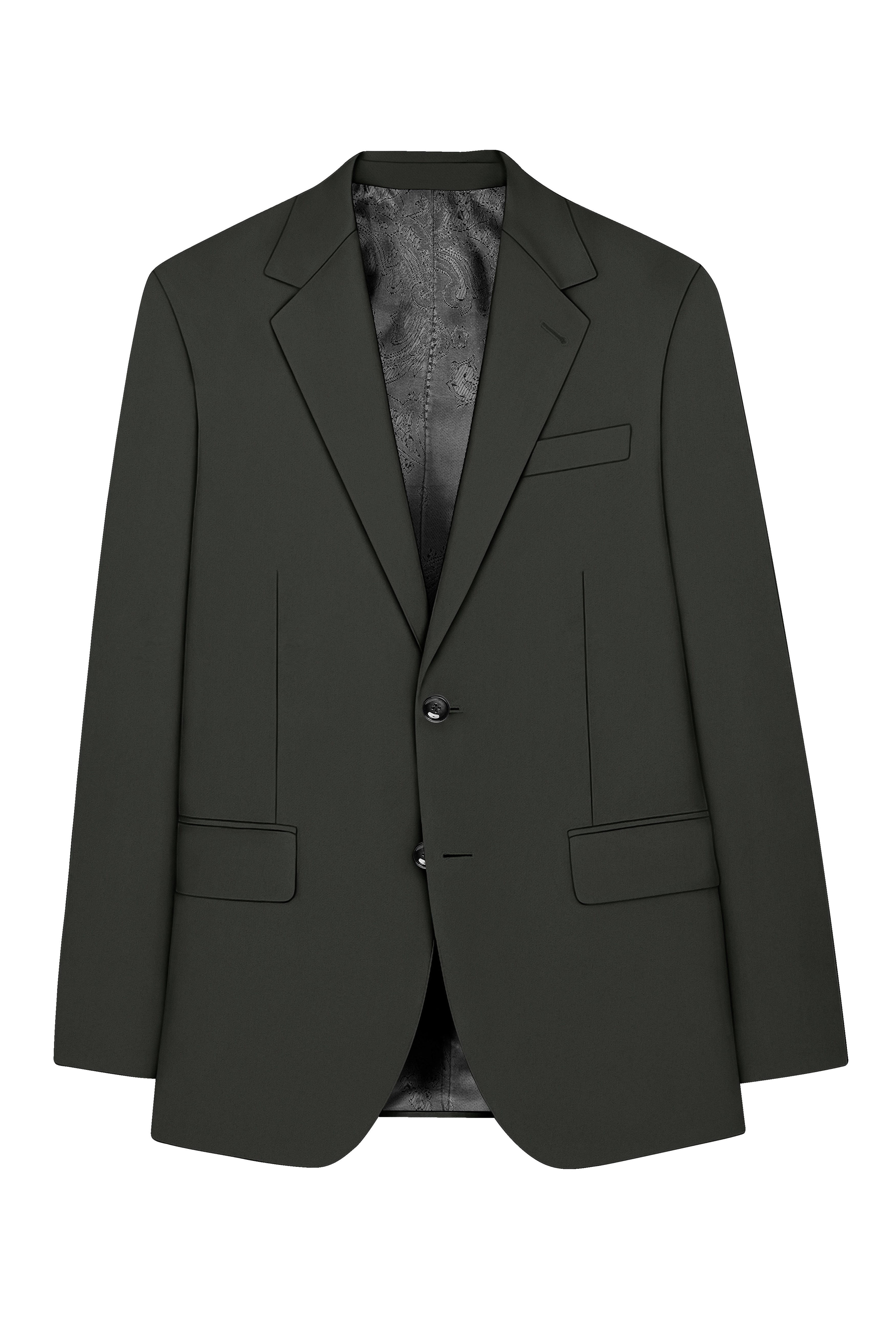 Emeron-Seaweed Green Slight Stretch Subtle Sheen Poly-Viscose Single Breasted Suit