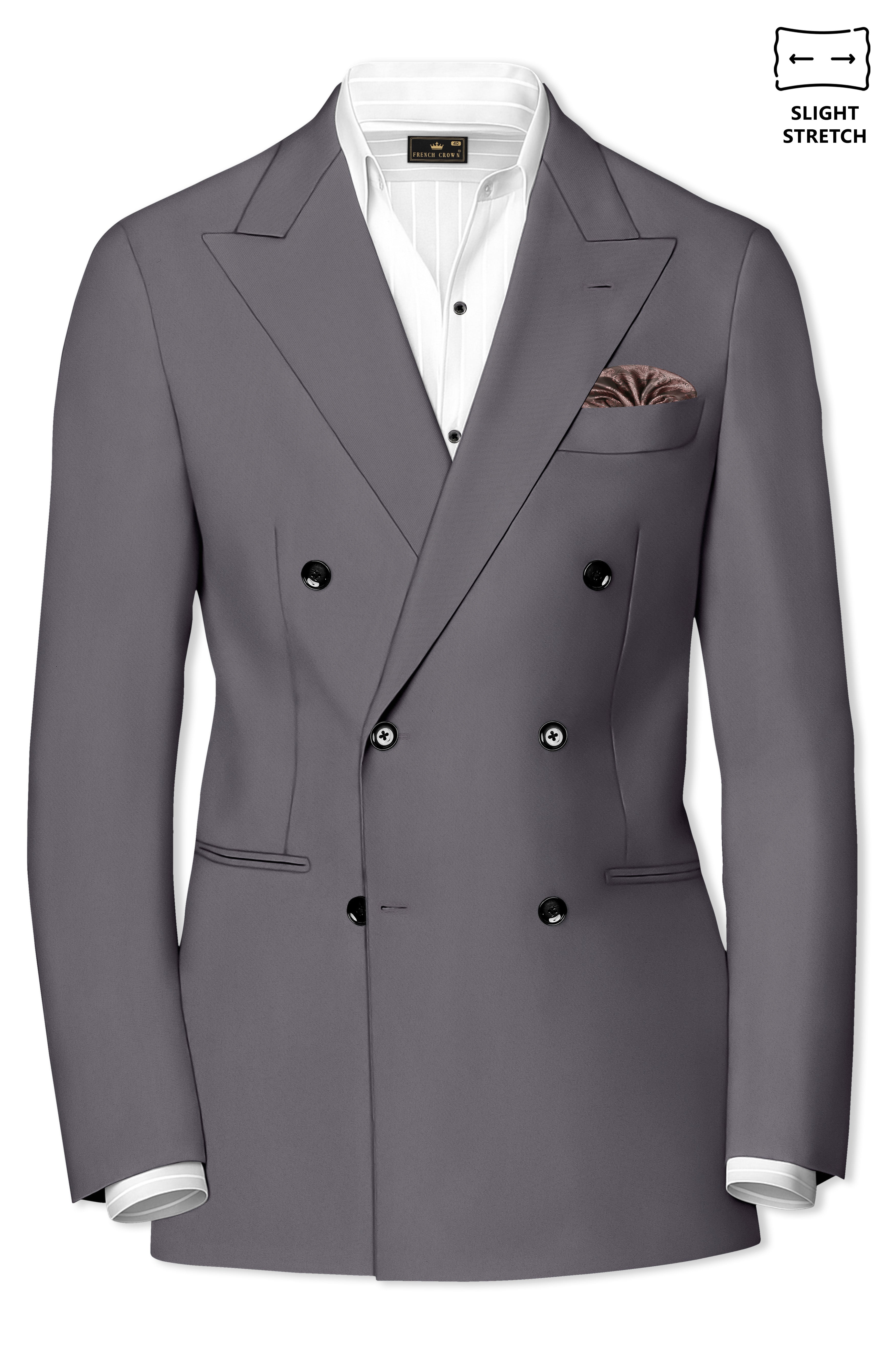 Veltrix-Fuscous Gray Slight Stretch Subtle Sheen Poly-Viscose Double Breasted Suit