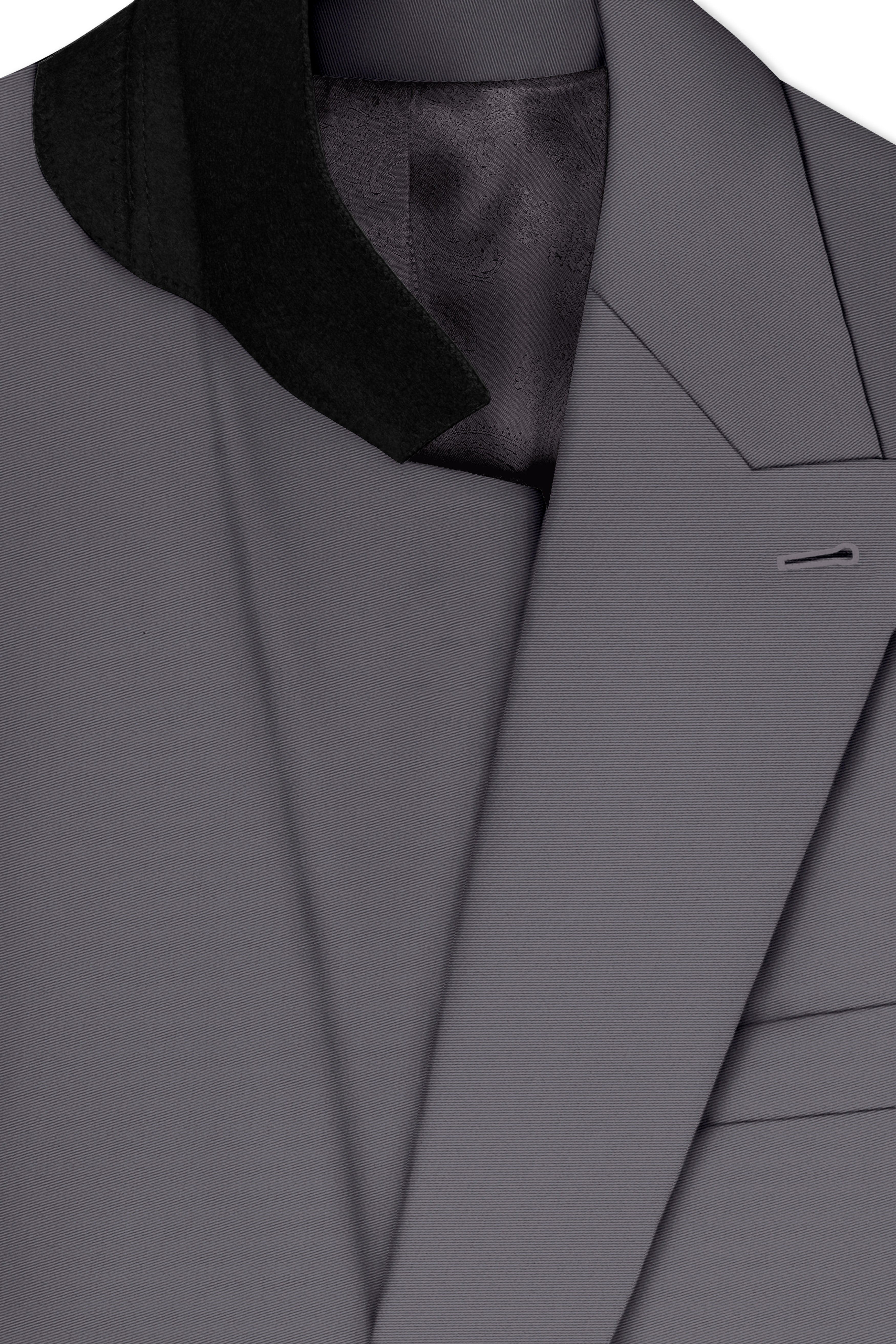 Veltrix-Fuscous Gray Slight Stretch Subtle Sheen Poly-Viscose Double Breasted Suit