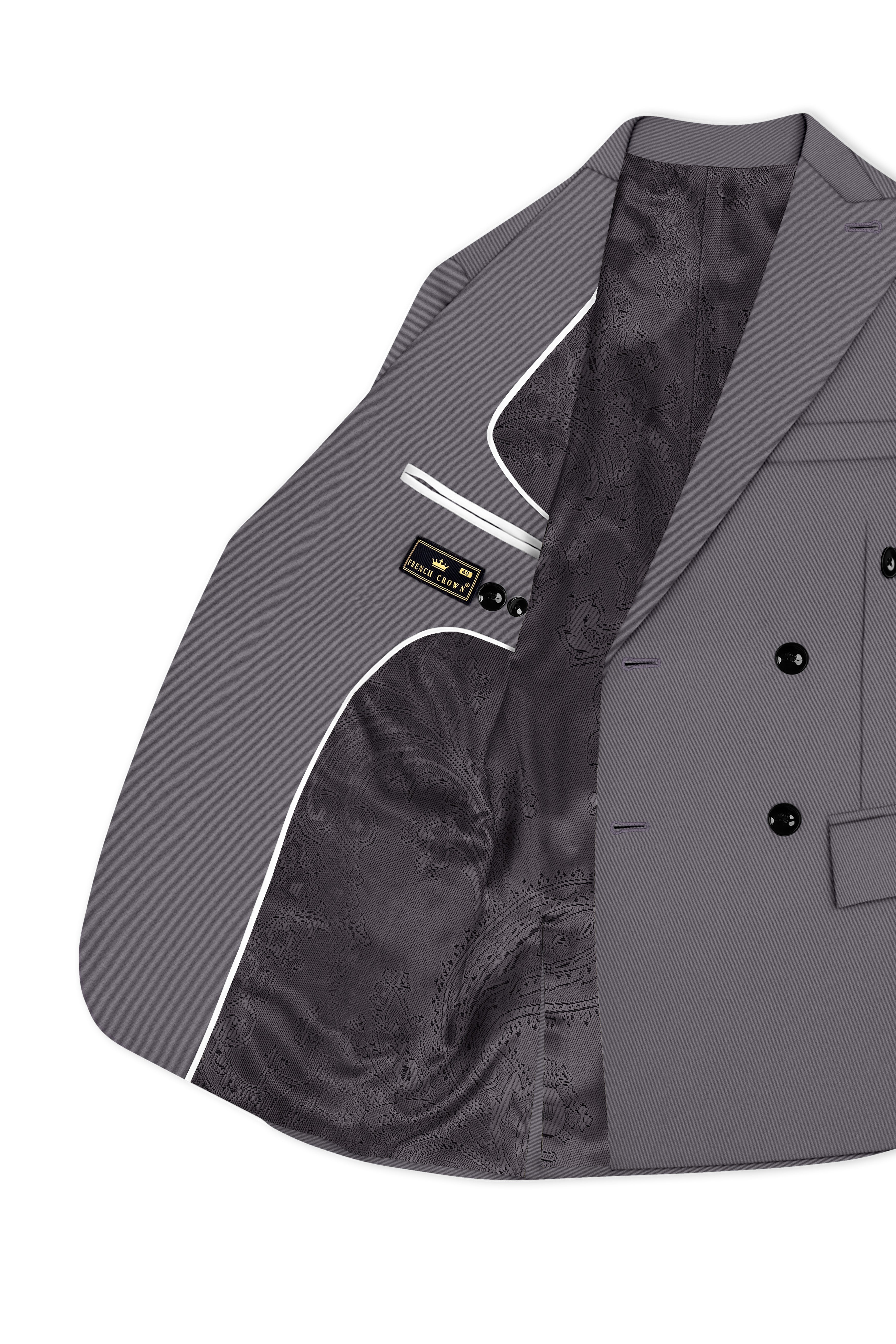 Veltrix-Fuscous Gray Slight Stretch Subtle Sheen Poly-Viscose Double Breasted Suit