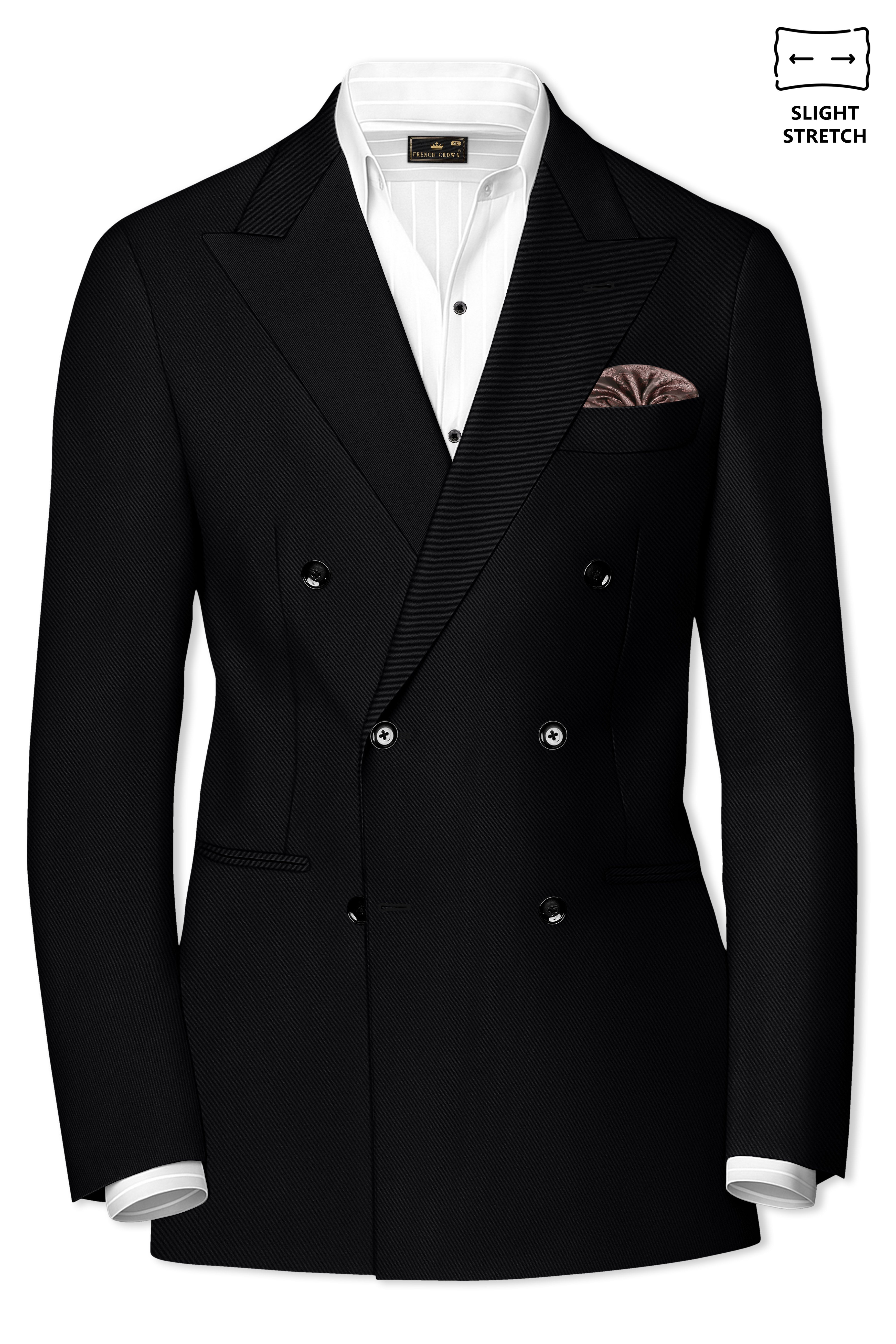 Obsidar-Jade Black Slight Stretch Subtle Sheen Poly-Viscose Double Breasted Suit