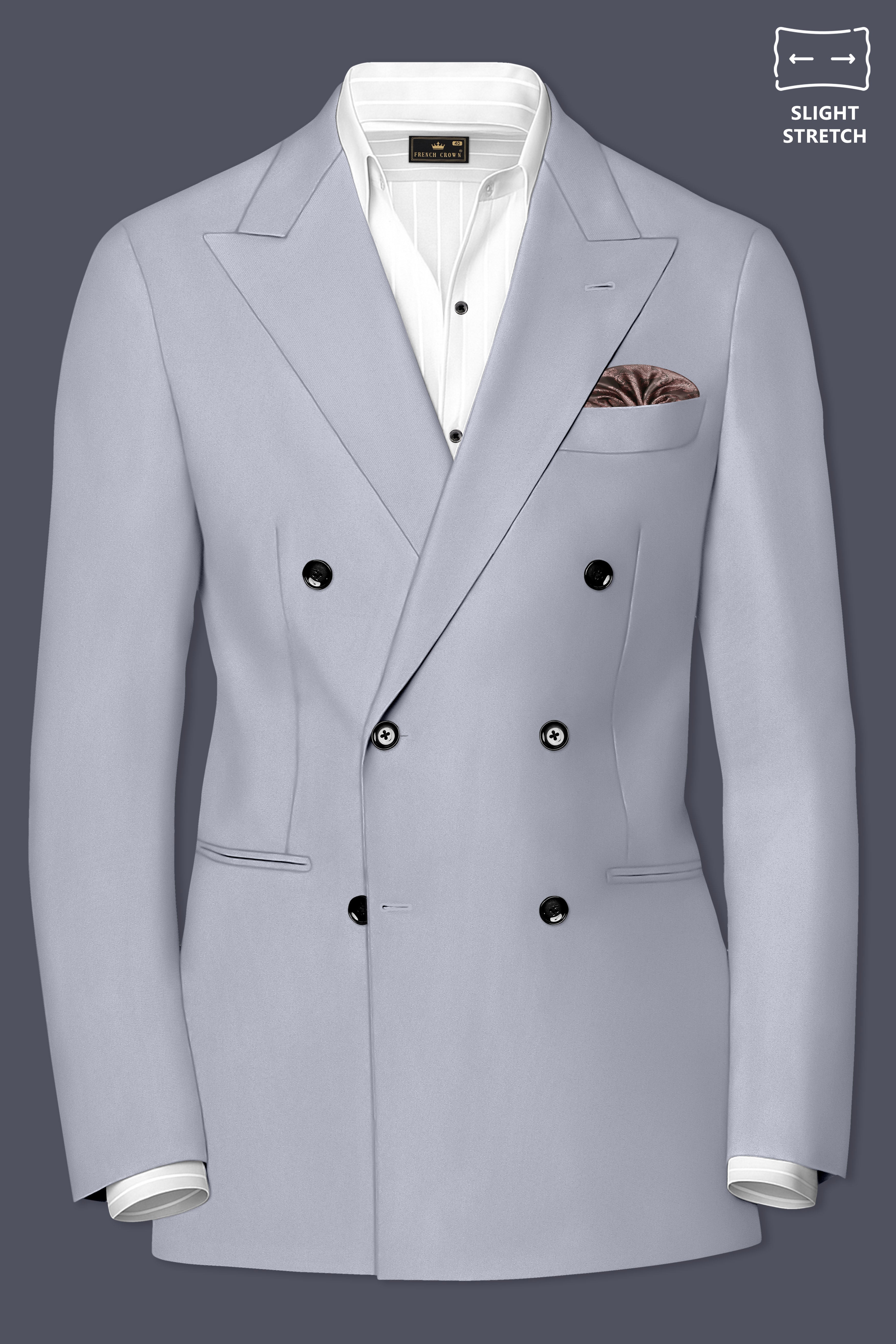 Ashvaro-Manatee Gray Slight Stretch Subtle Sheen Poly-Viscose Double Breasted Suit