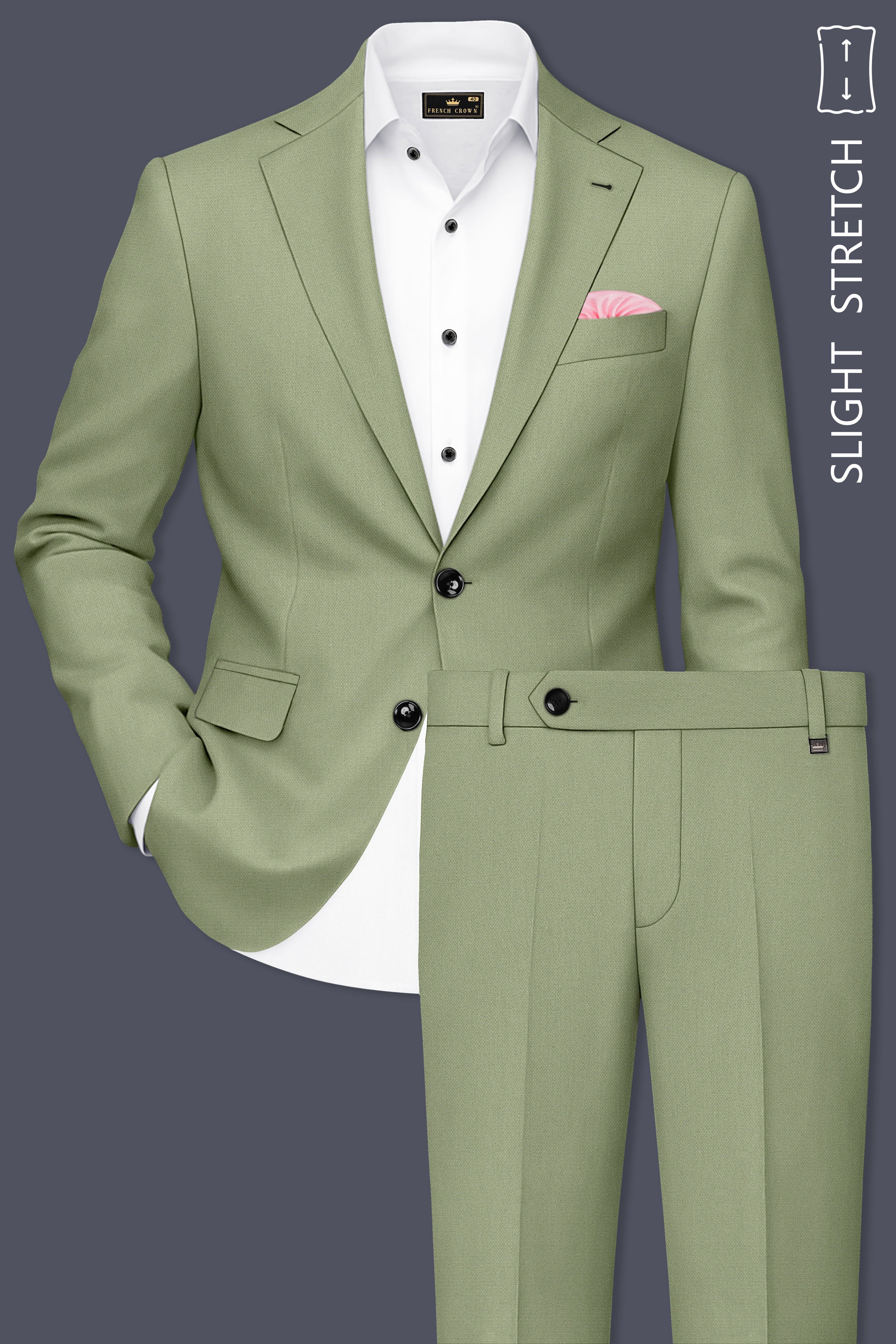 Verdo-Pablo Green Diamond Textured Wool Rich Slight Stretch Single Breasted Suit