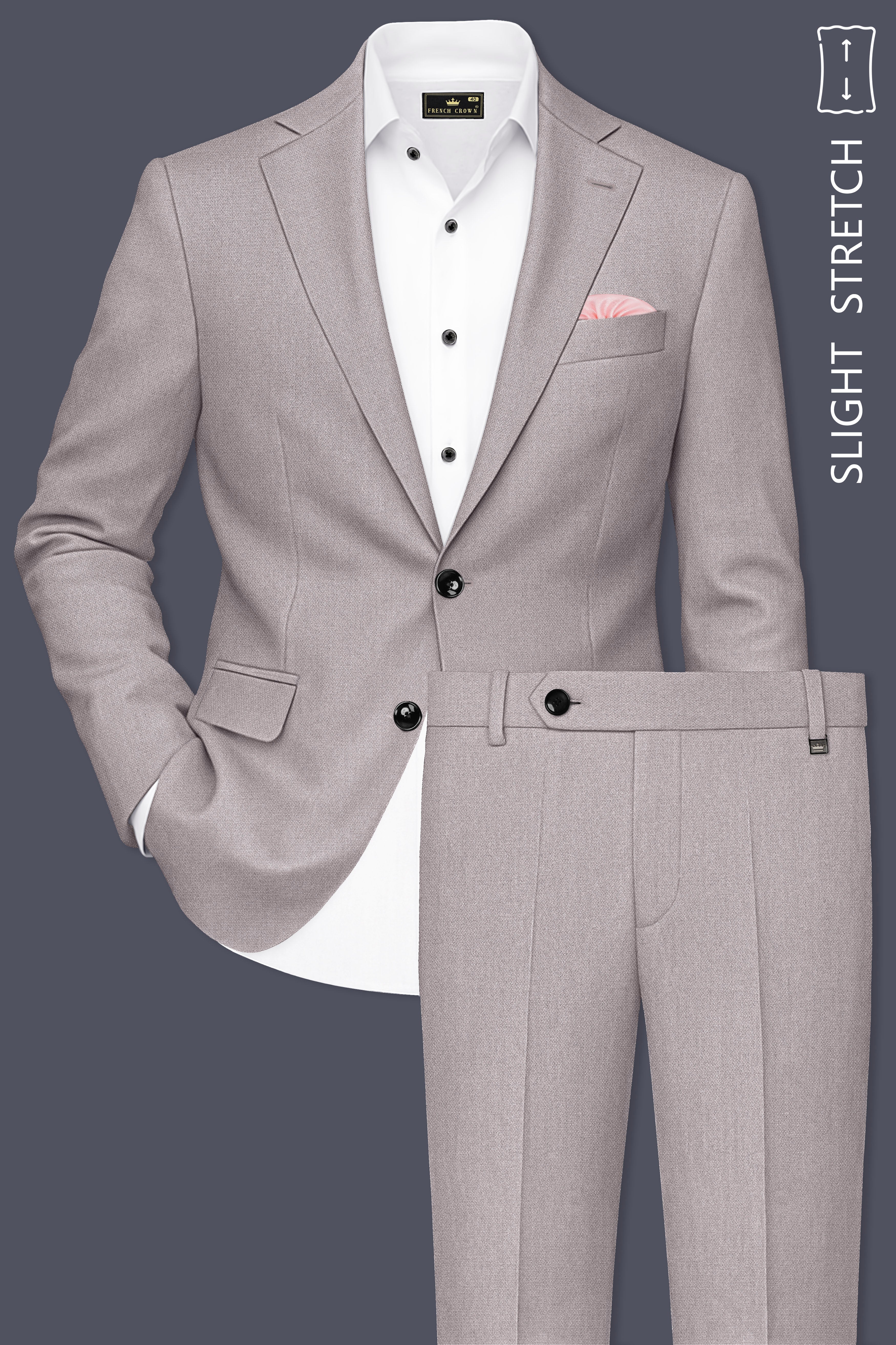 Helix-Fossil Gray Diamond Textured Wool Rich Slight Stretch Single Breasted Suit