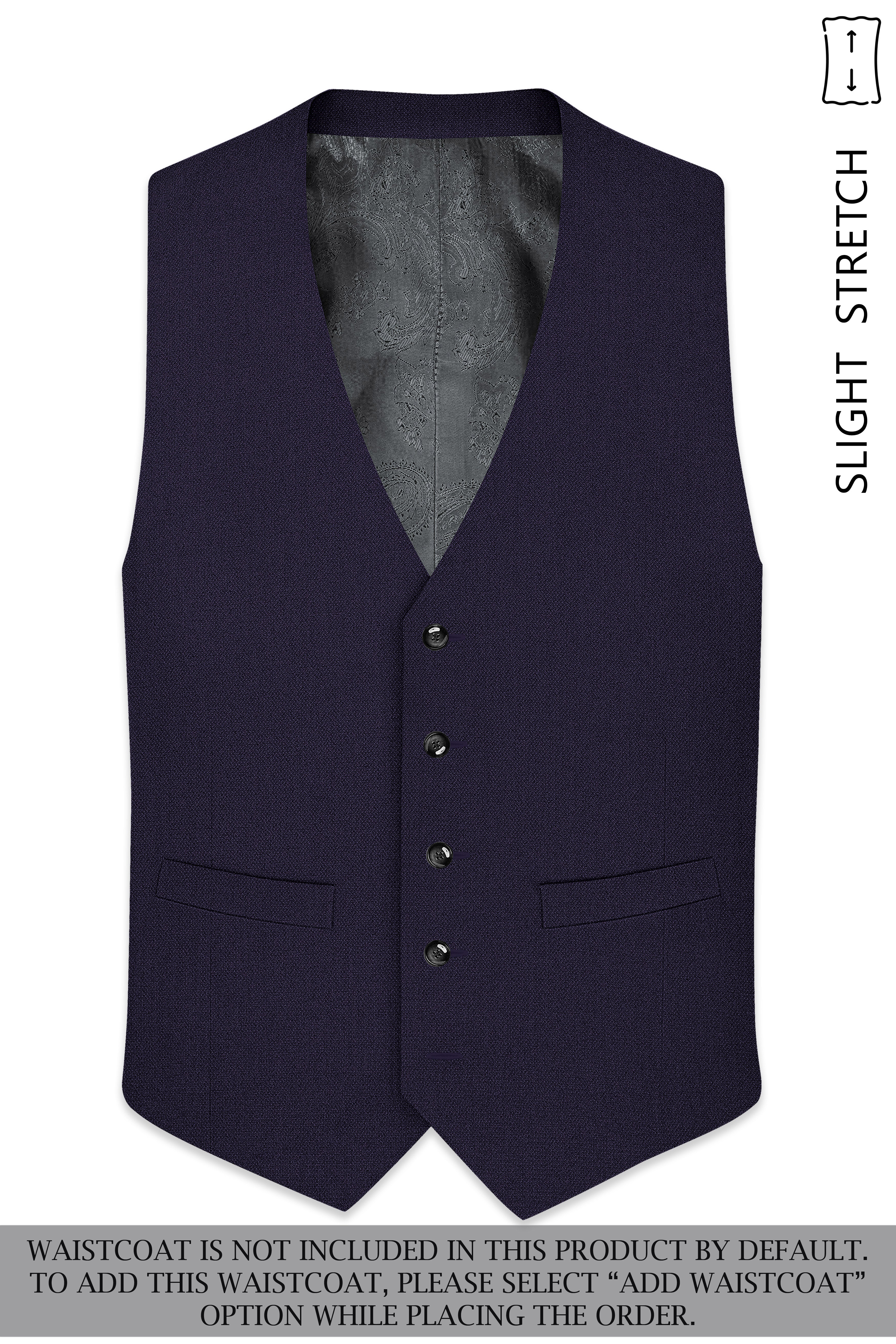 Vesper-Bastille Purple Diamond Textured Wool Rich Slight Stretch Single Breasted Suit