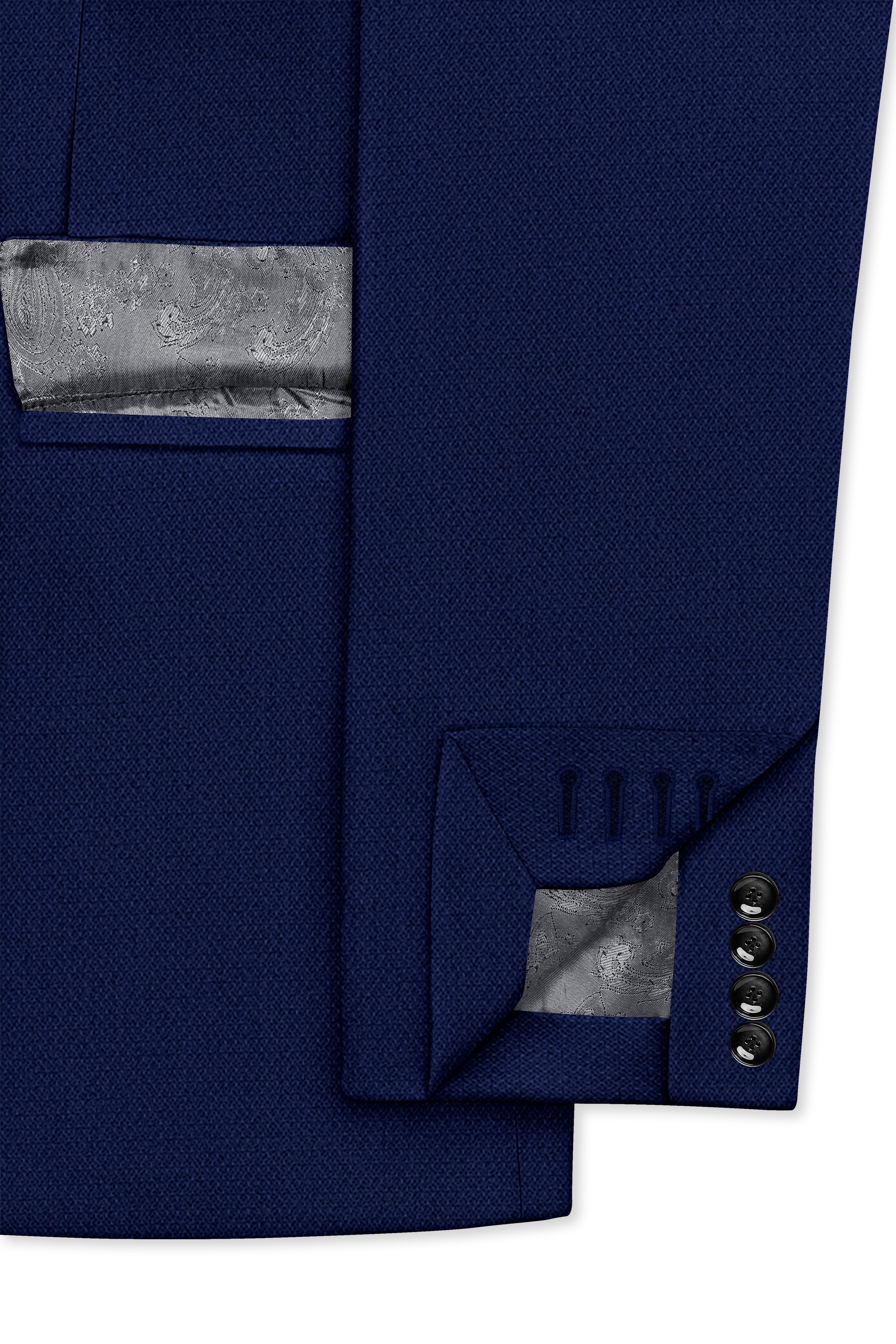Orion-Vulcan Blue Diamond Textured Wool Rich Slight Stretch Single Breasted Suit
