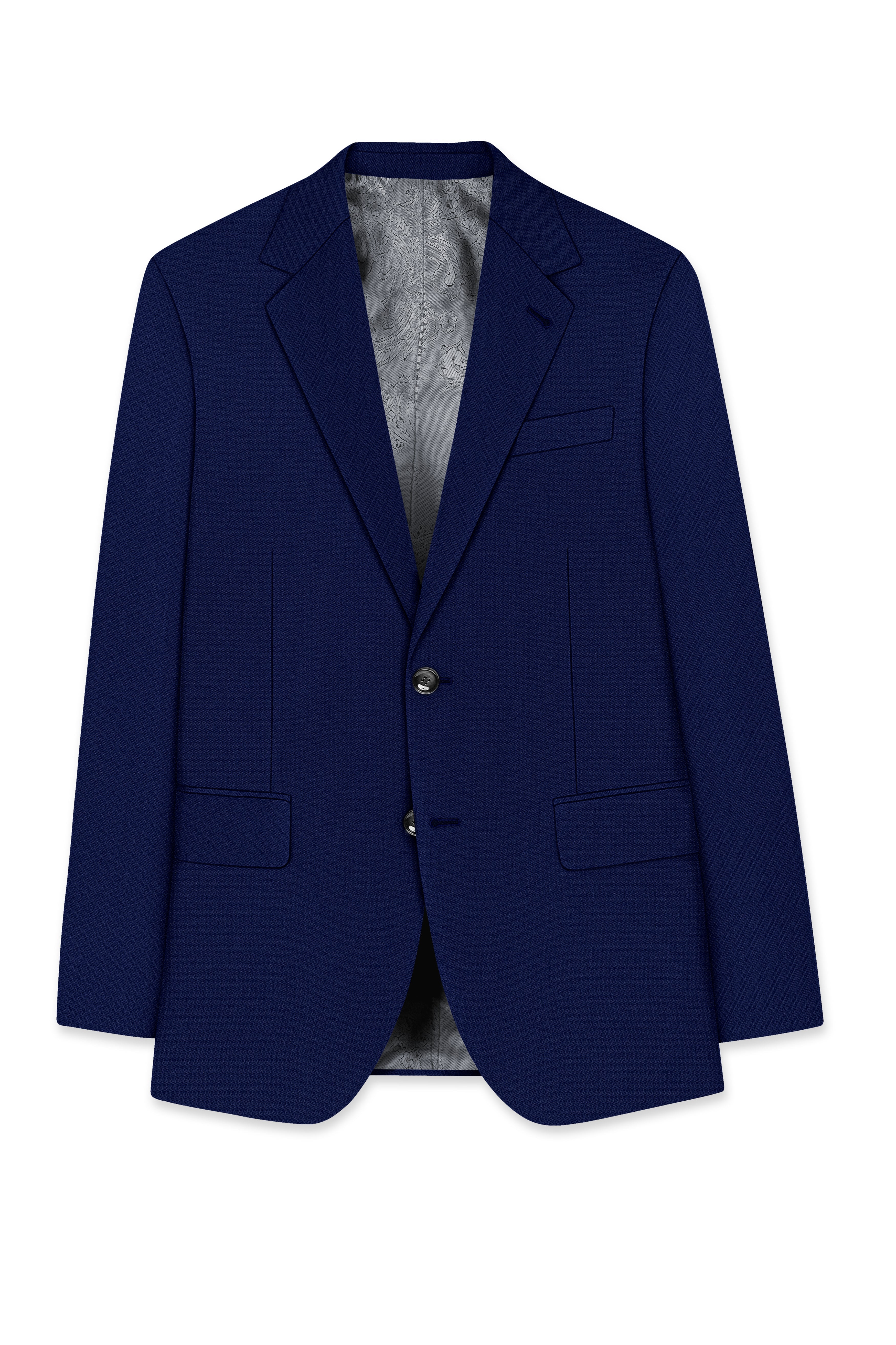 Orion-Vulcan Blue Diamond Textured Wool Rich Slight Stretch Single Breasted Suit